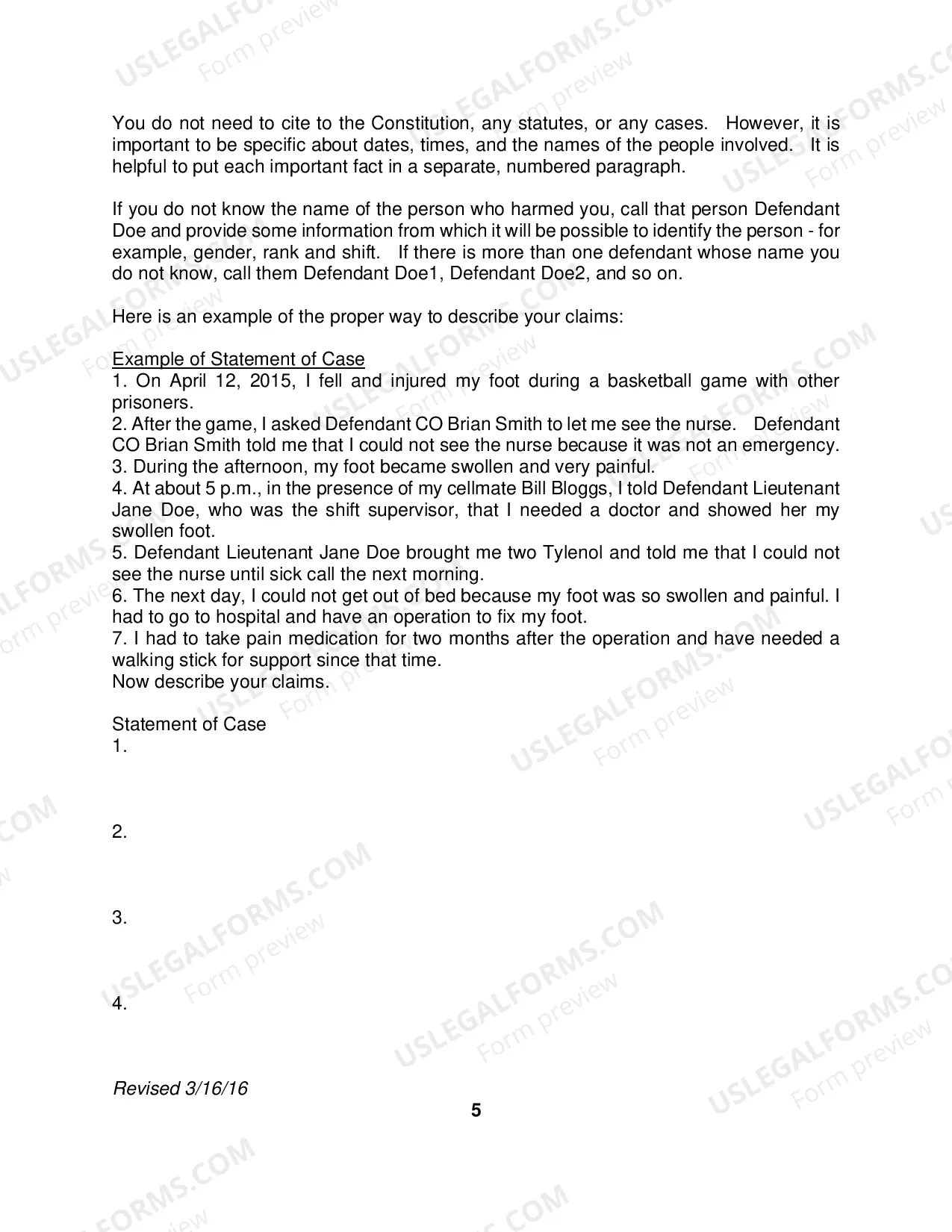 Preview Pro Se Prisoner Civil Rights Complaint
