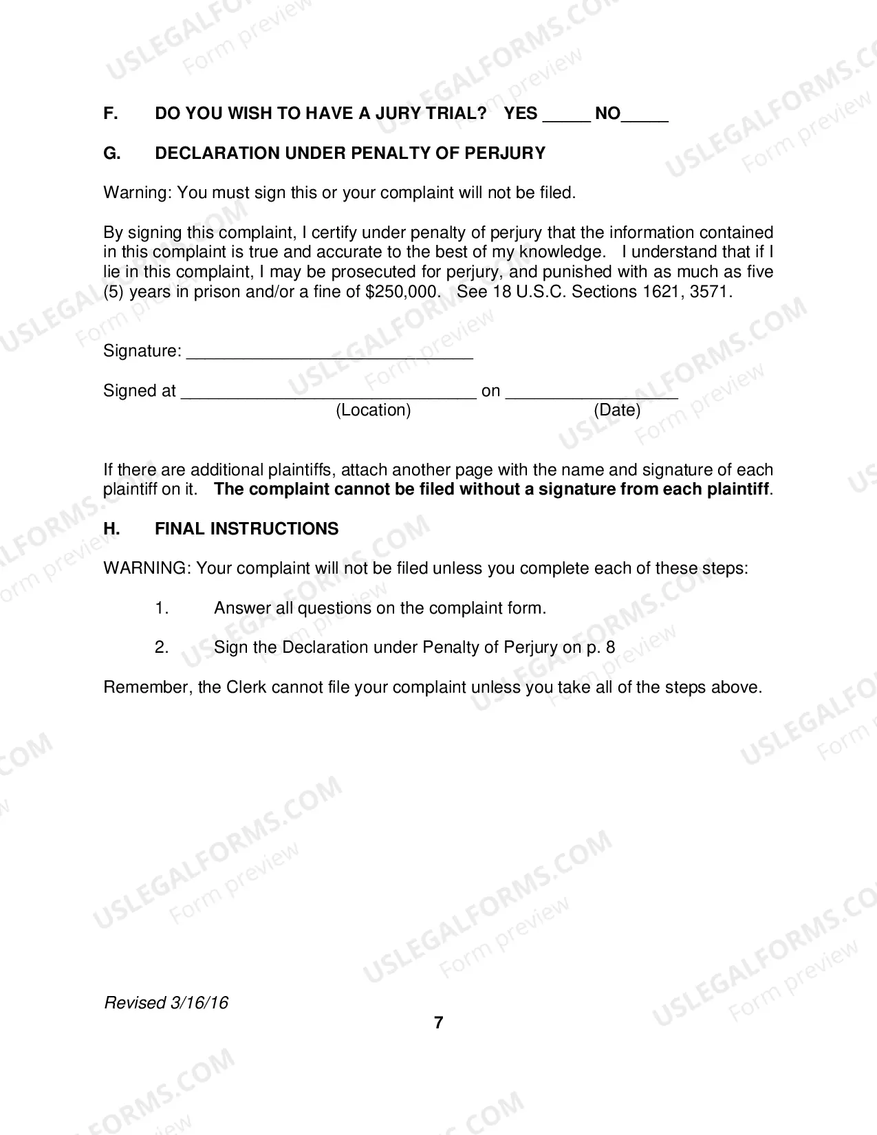 Preview Pro Se Prisoner Civil Rights Complaint