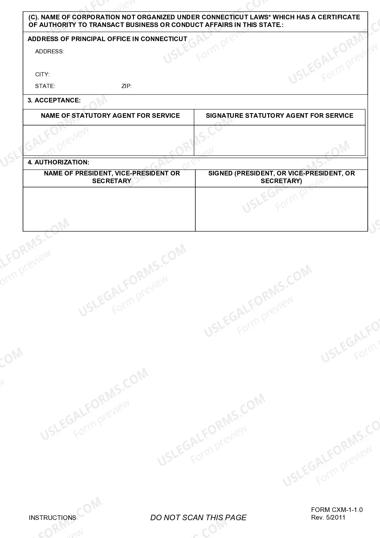 Preview Appointment of Statutory Agent for Service Unincorporated Association
