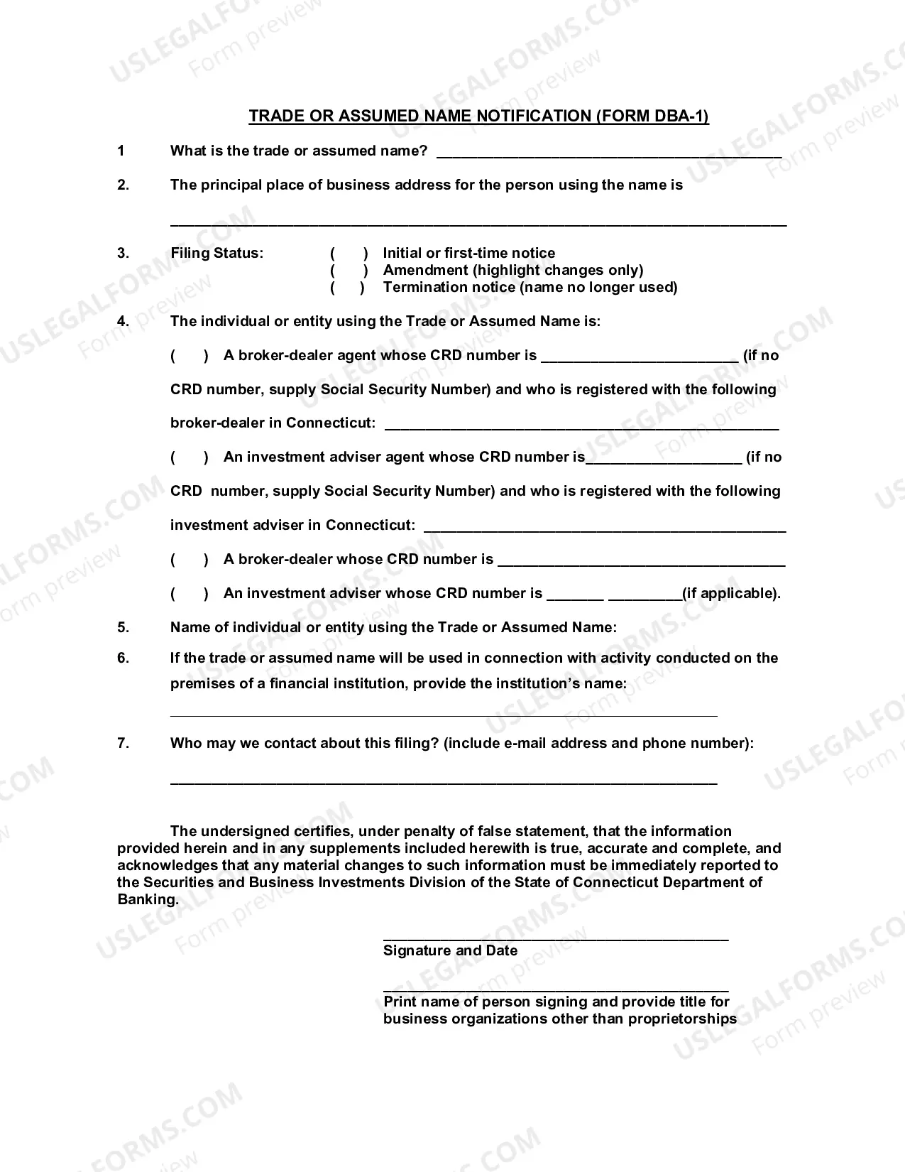 Preview Trade Or Assumed Name Notification