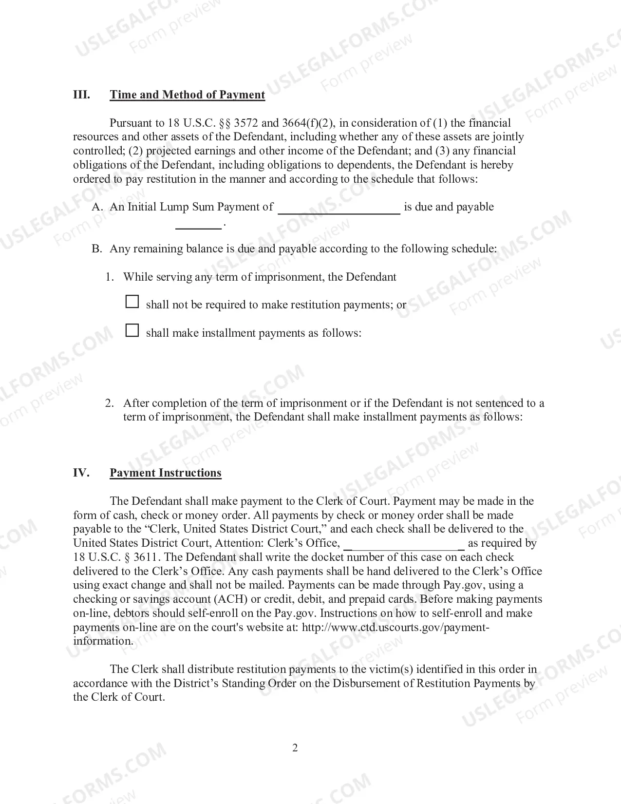 Preview Template Restitution Order