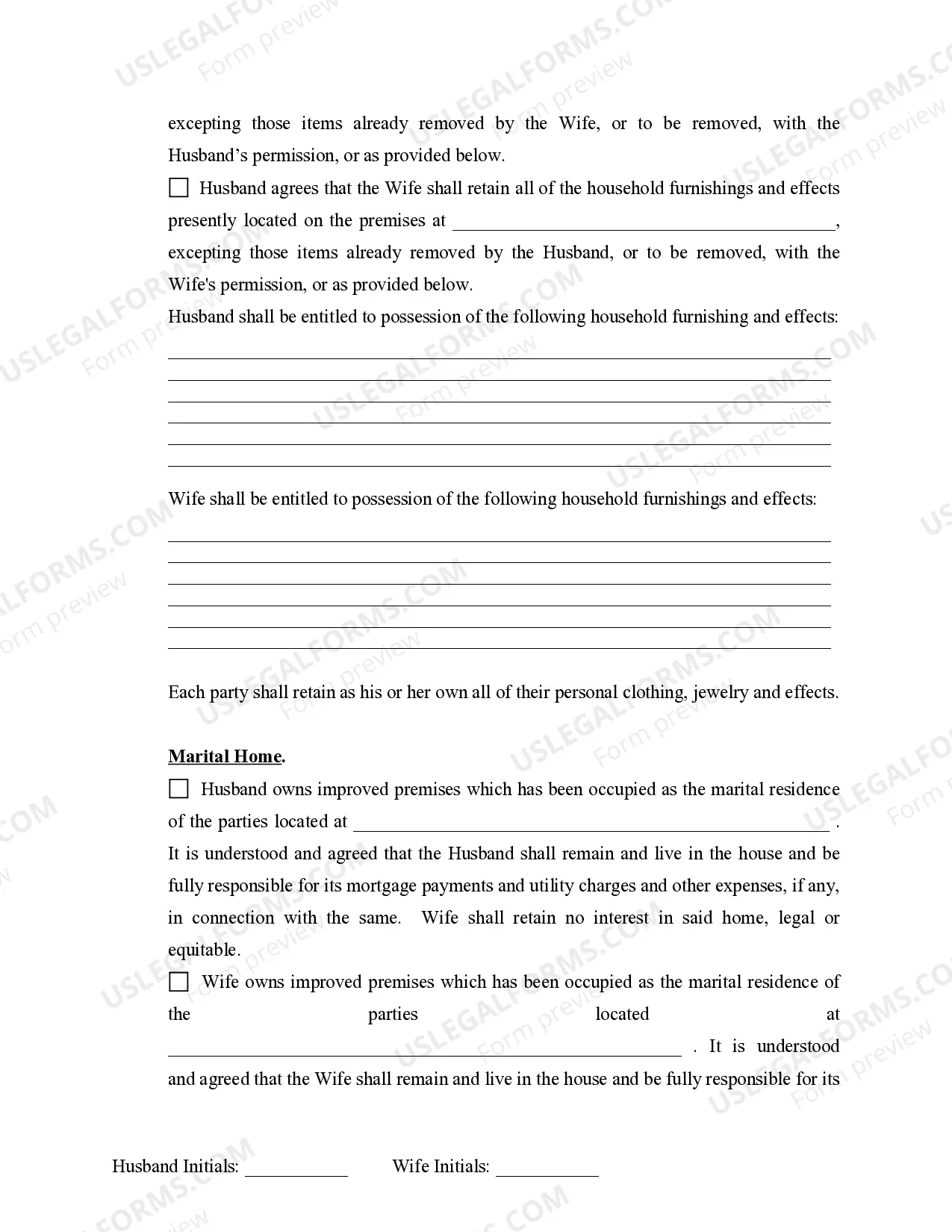 Preview Marital Legal Separation and Property Settlement Agreement where Minor Children and No Joint Property or Debts and Divorce Action Filed