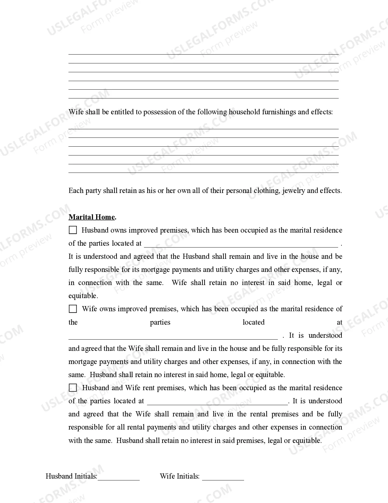 Preview Marital Legal Separation and Property Settlement Agreement where Minor Children and No Joint Property or Debts that is Effective Immediately