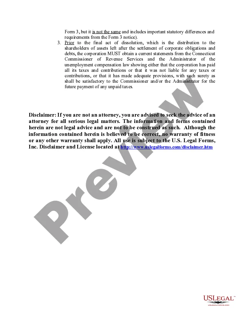 Preview Connecticut Dissolution Package to Dissolve Corporation