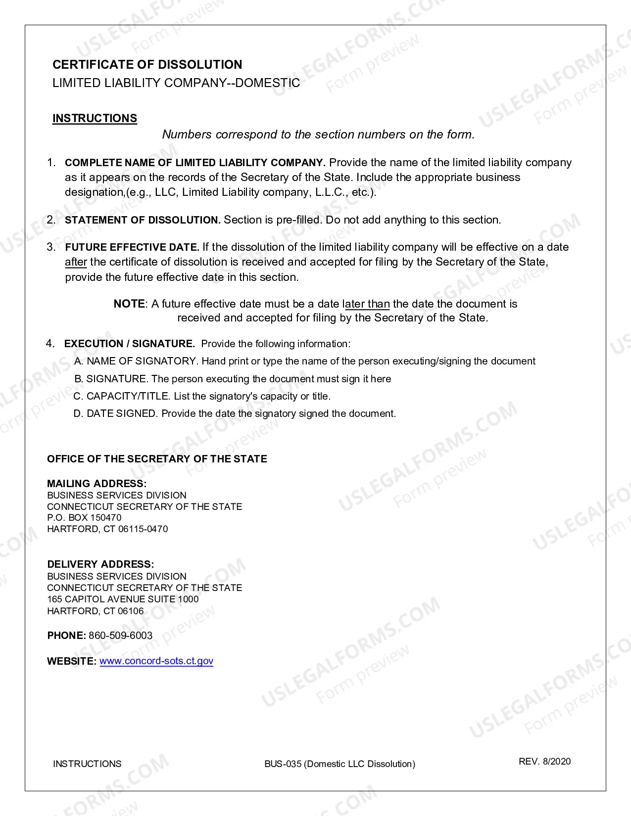 Preview Certificate of Dissolution