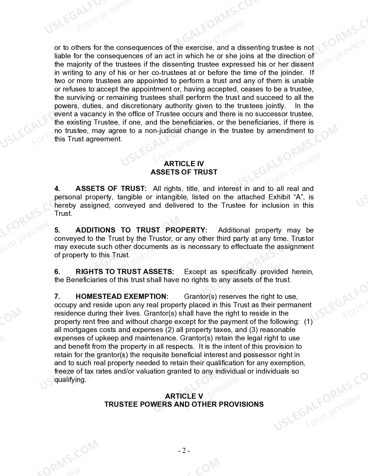 Preview Living Trust for Husband and Wife with No Children