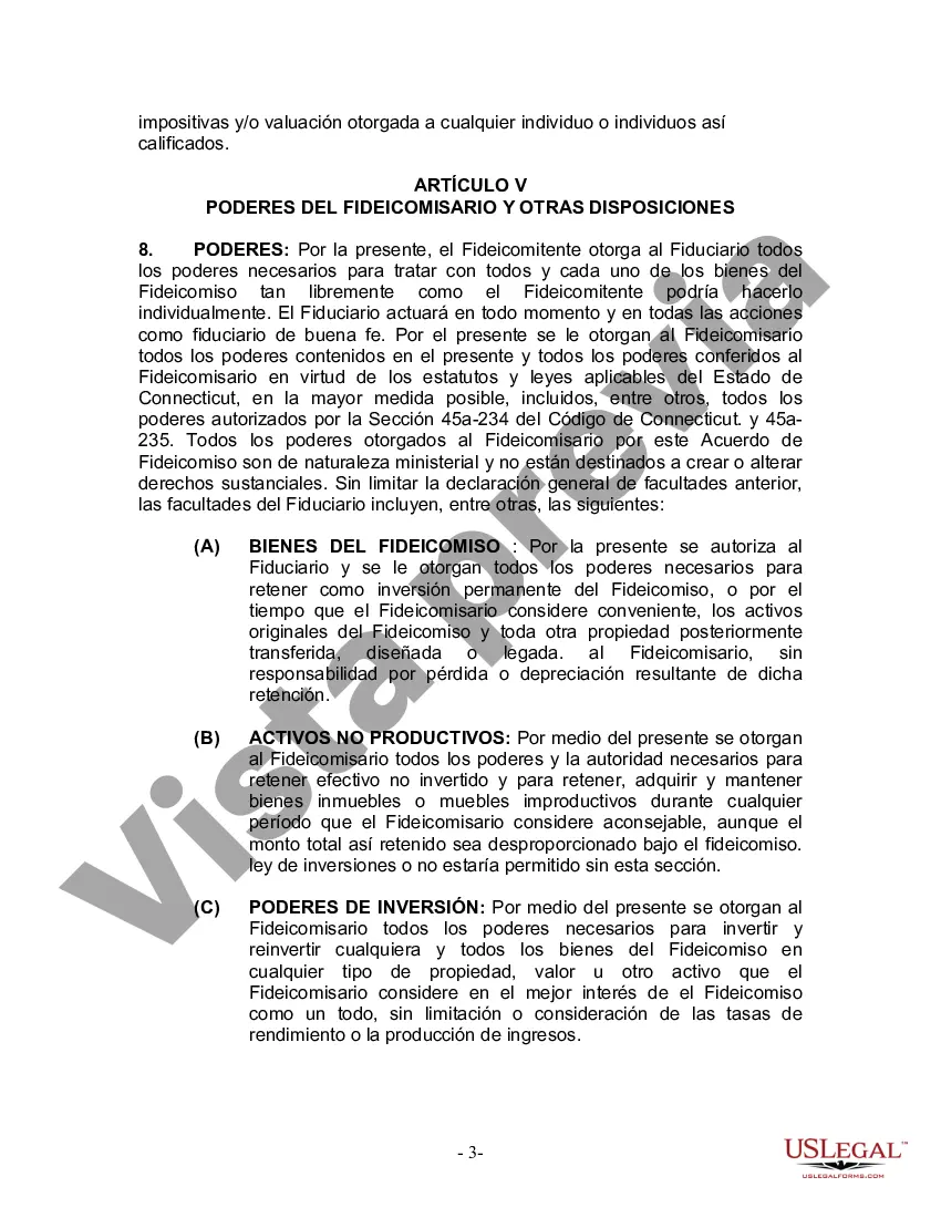 Preview Fideicomiso en Vida para Individuos Solteros, Divorciados o Viudos o Viudos sin Hijos