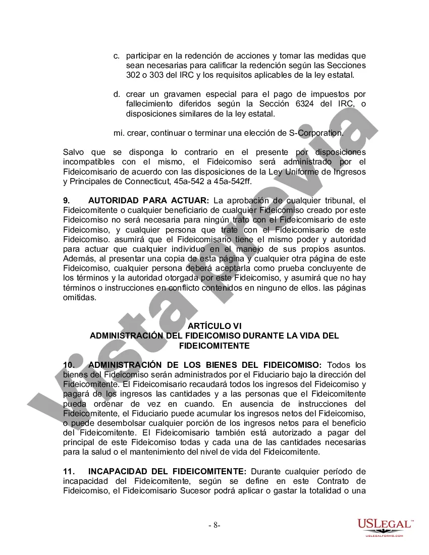 Preview Fideicomiso en Vida para Individuos Solteros, Divorciados o Viudos o Viudos sin Hijos