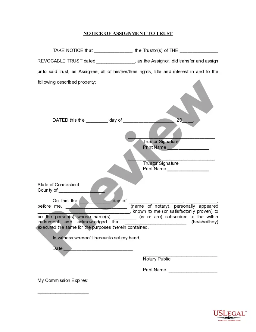 Get Notice of Assignment to Living Trust Preview Notice of Assignment to Living Trust
