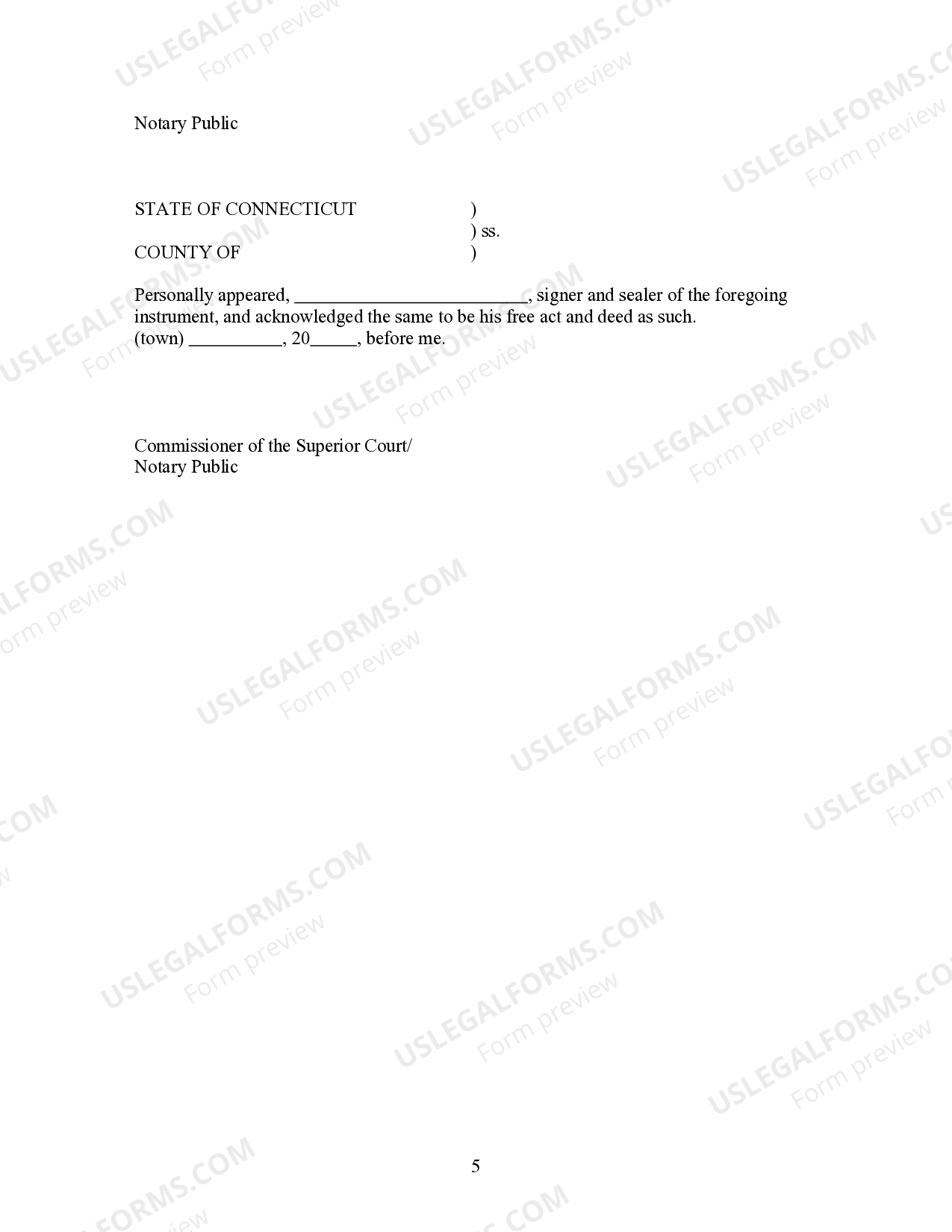 Connecticut Conservation Easement Agreement for Town Ct Easement US
