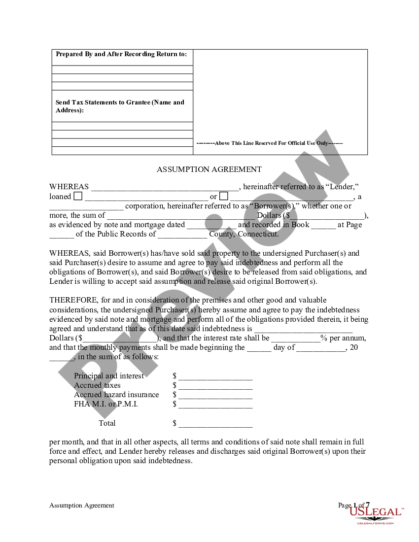 Assumption Language In Connecticut Mortgage Deed Form | US Legal Forms