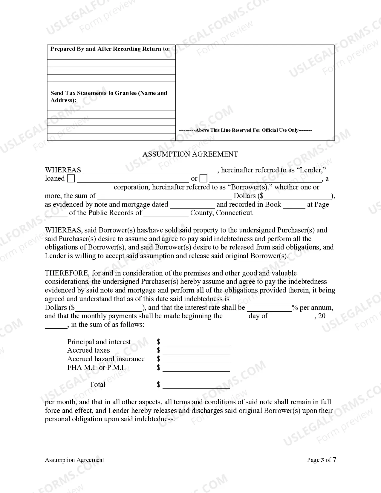 Preview Assumption Agreement of Mortgage and Release of Original Mortgagors