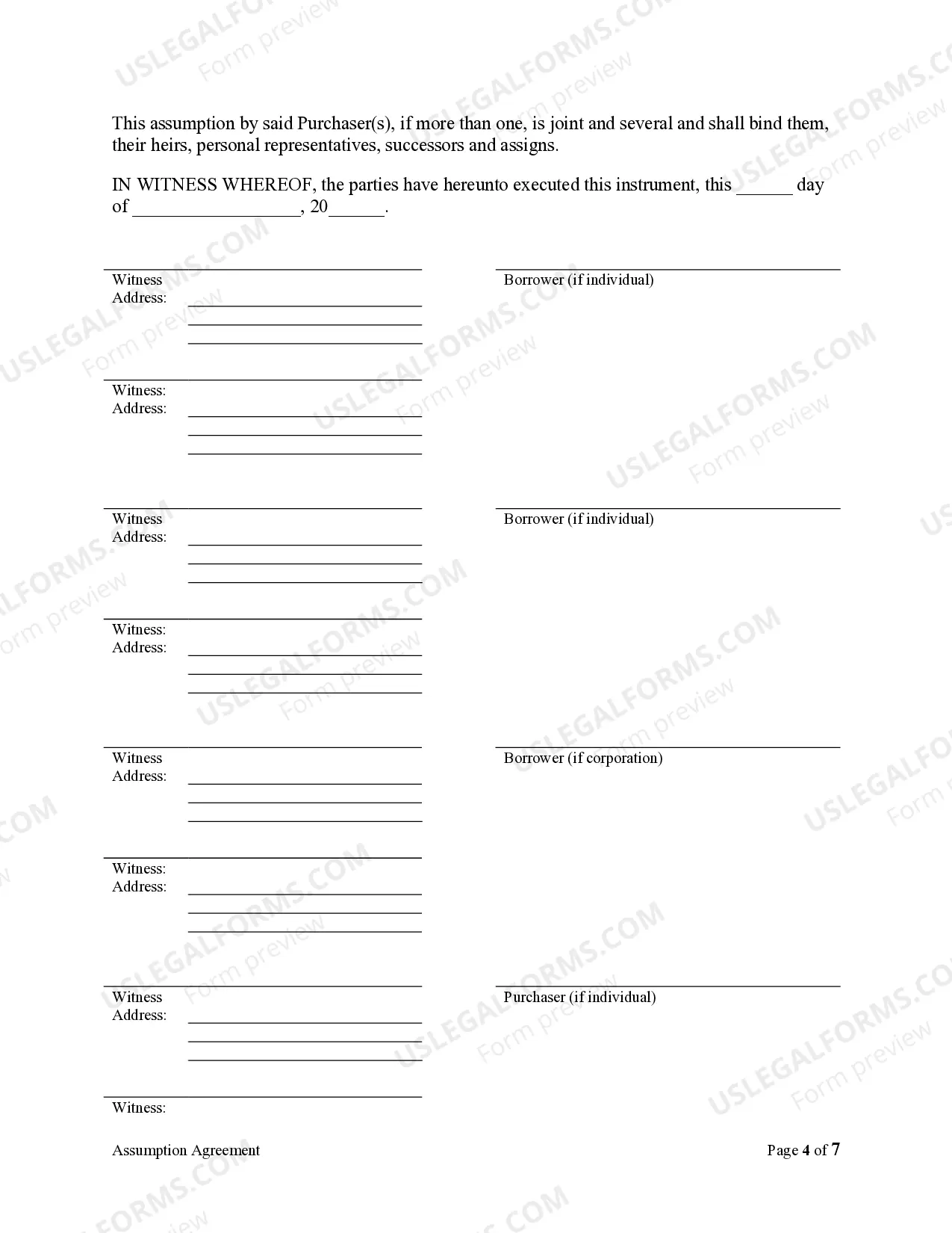Preview Assumption Agreement of Mortgage and Release of Original Mortgagors
