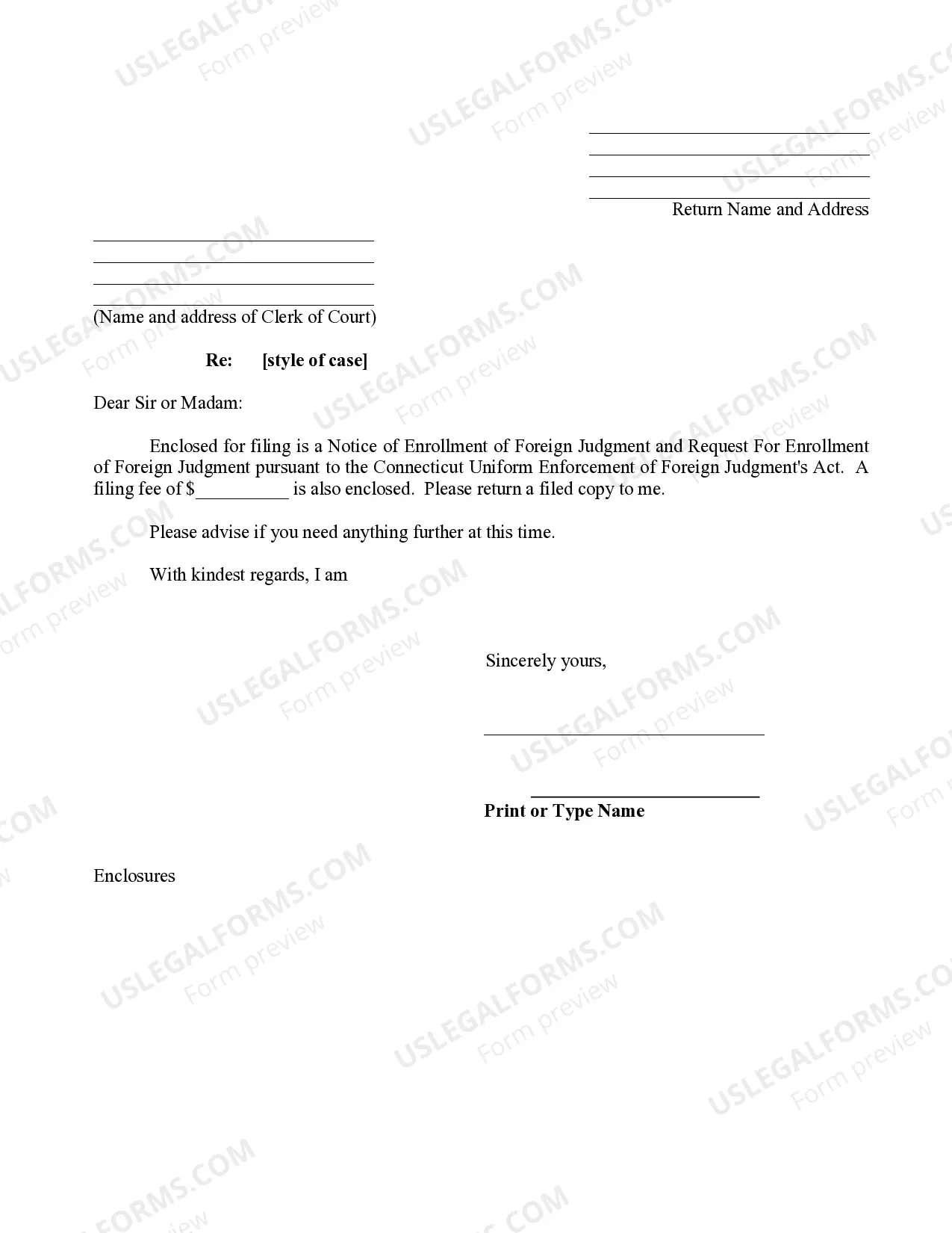 Preview Connecticut Foreign Judgment Enrollment