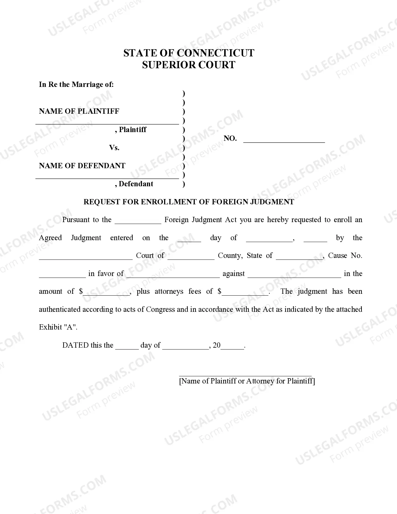 Preview Connecticut Foreign Judgment Enrollment