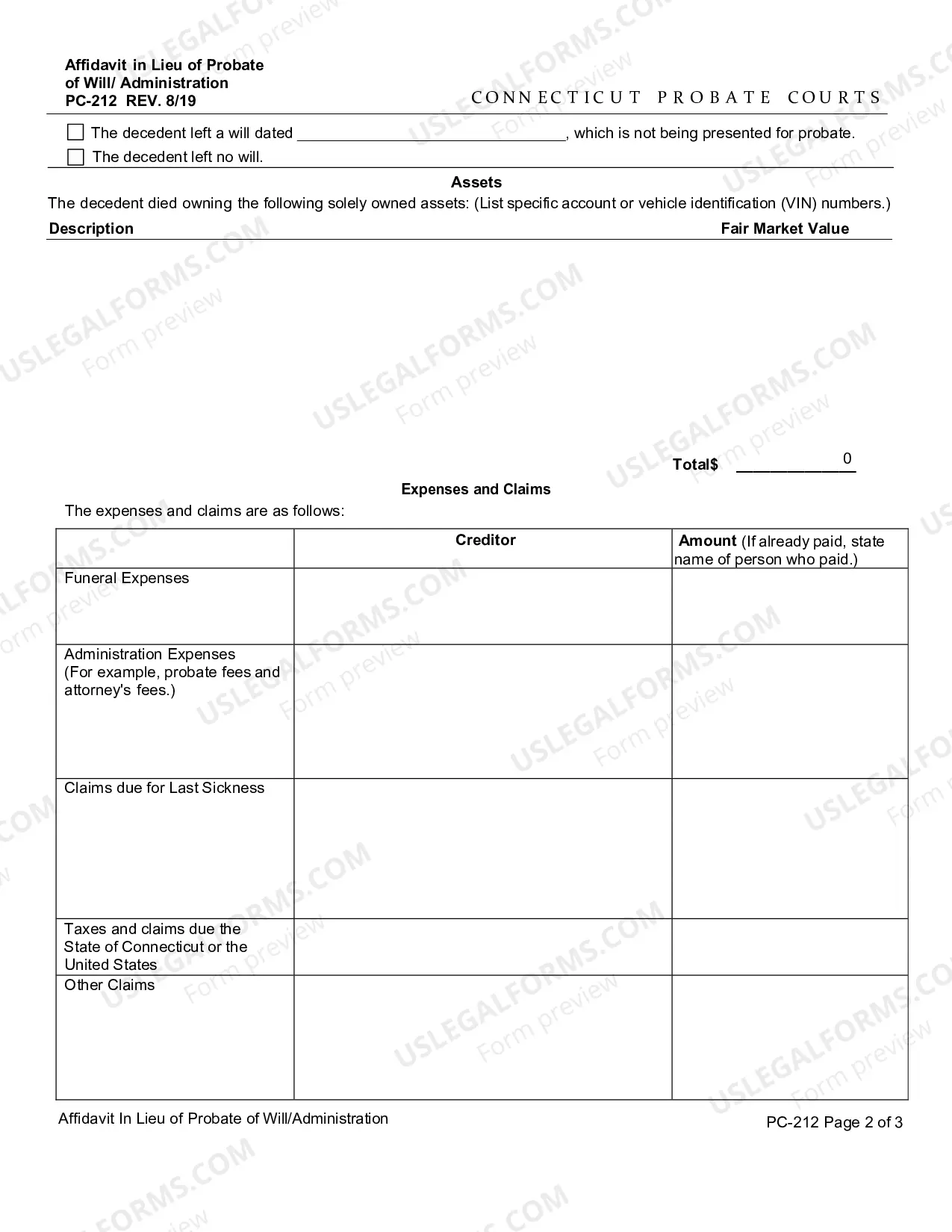 Preview Small Estate Affidavit for Estates under $40,000
