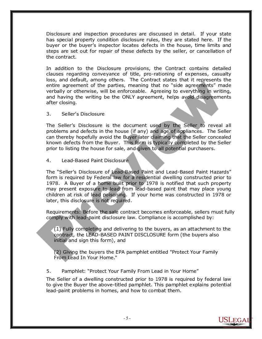 page 4 Real Estate Home Sales Package with Offer to Purchase, Contract of Sale, Disclosure Statements and more for Residential House preview