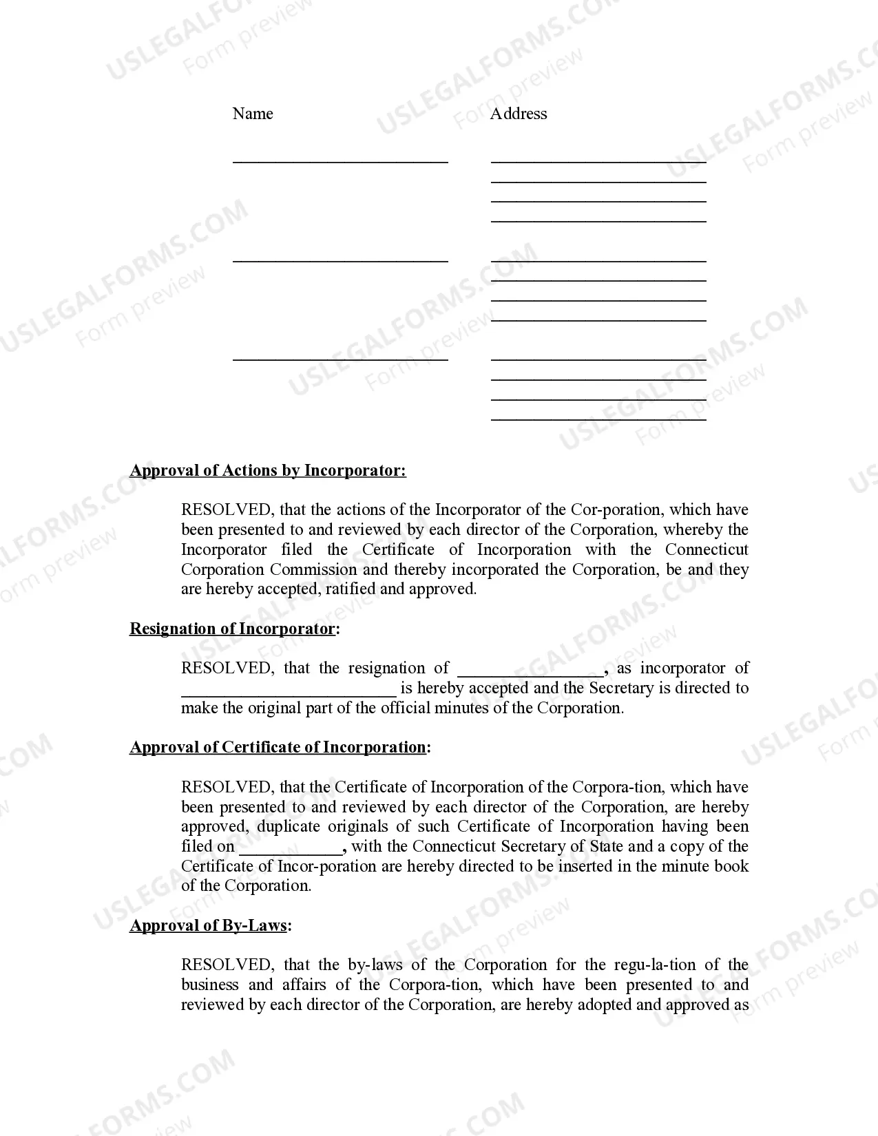 Preview Minutes for Organizational Meeting