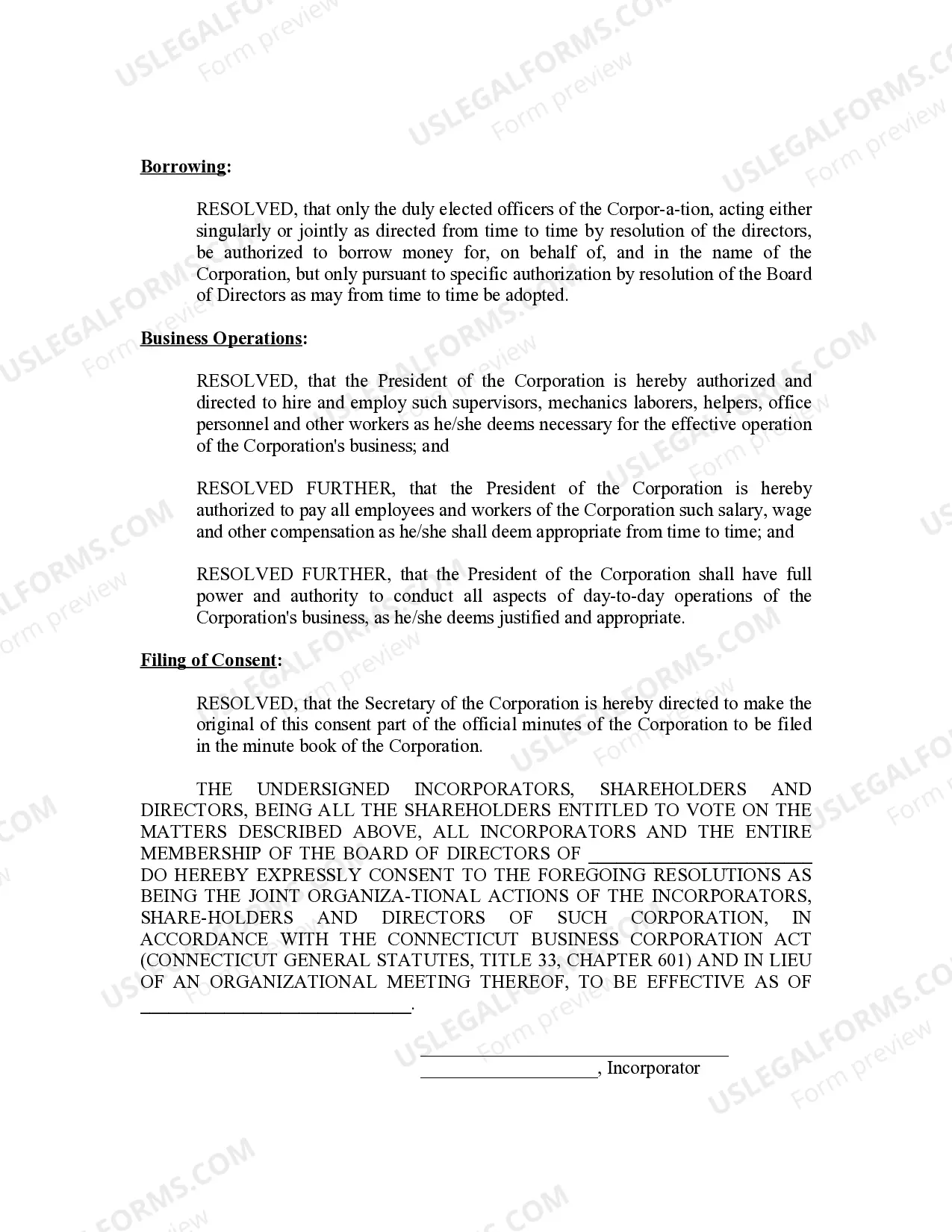 Preview Minutes for Organizational Meeting