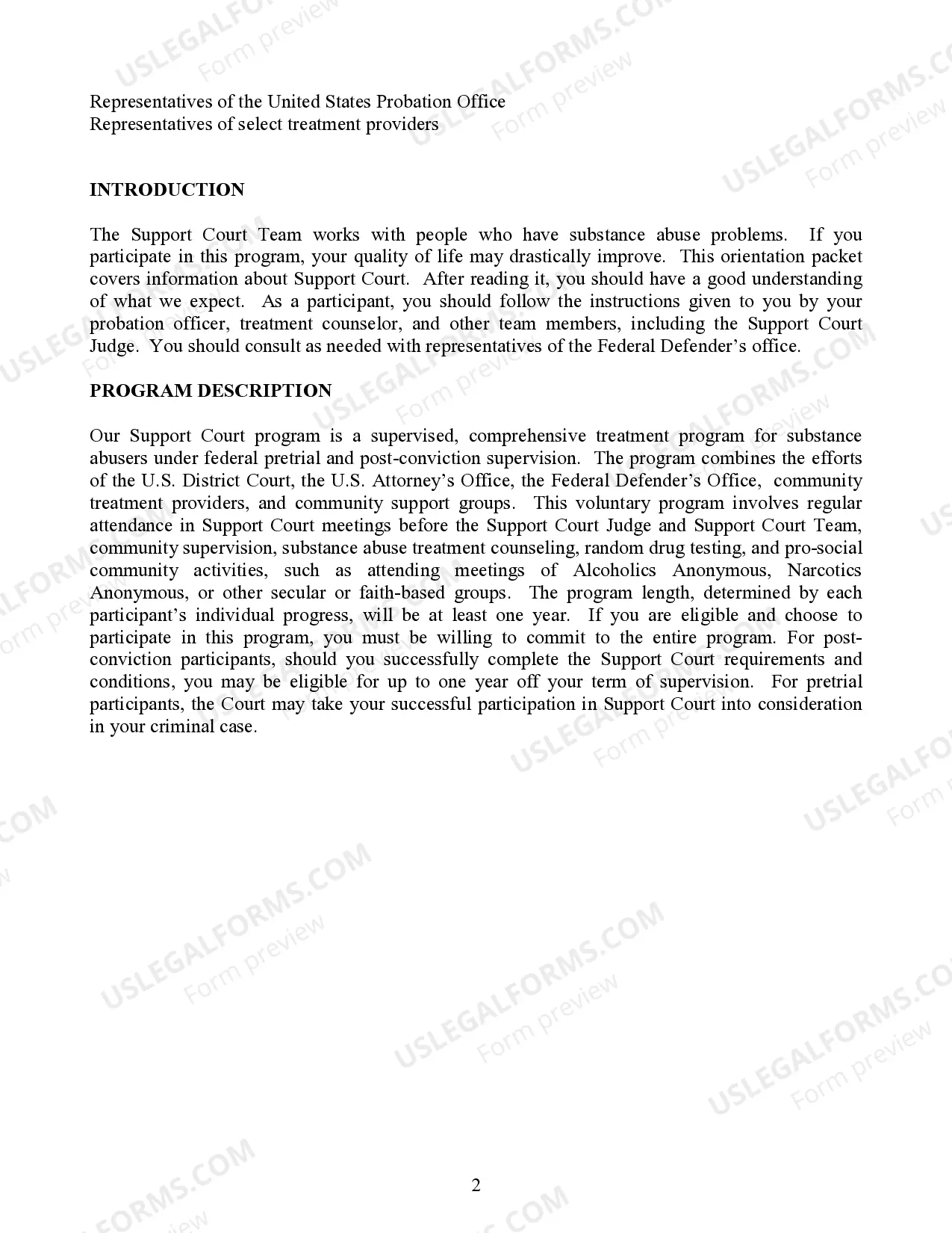 Preview Support Court Participant Orientation Packet