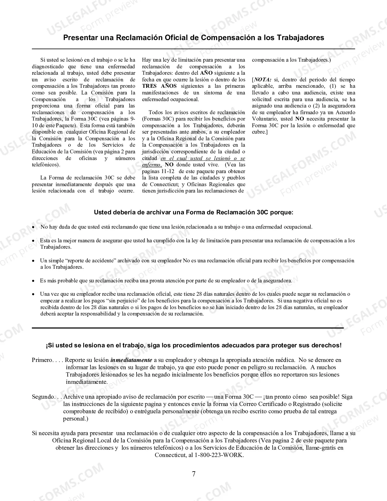 Preview Workers' Compensation Information Packet - Spanish Version