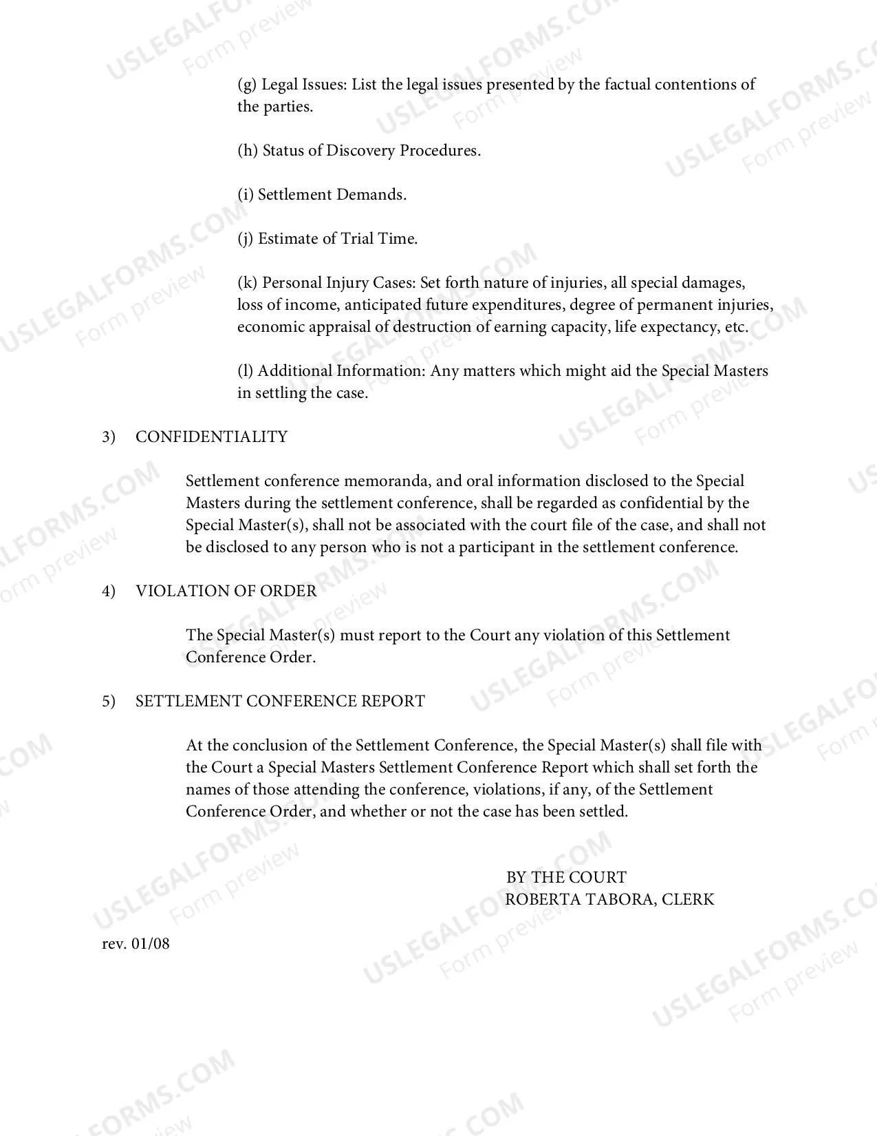 Preview Instructions for Preparing Confidential Settlement Conference Memorandum for Special Masters Settlement Conference
