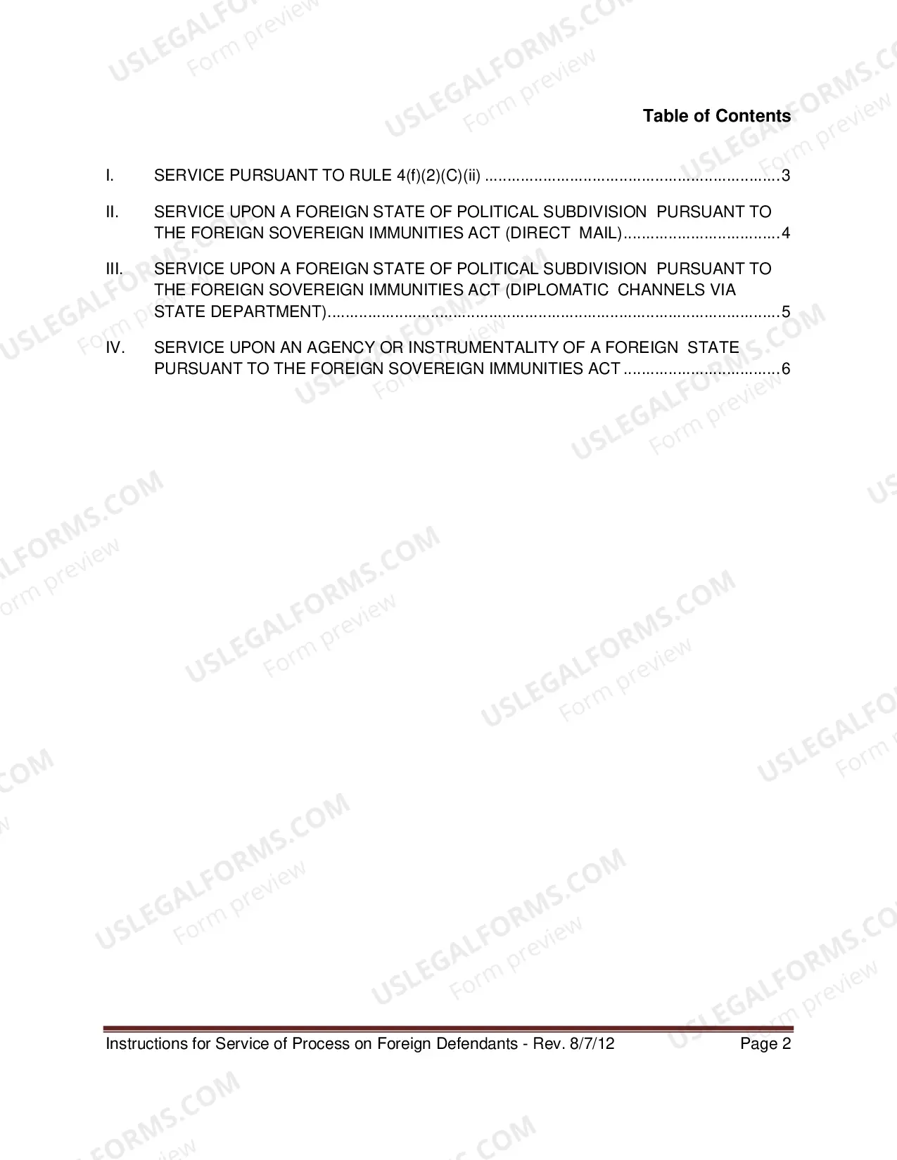 Preview Instructions for Service of Process on a Foreign Defendant