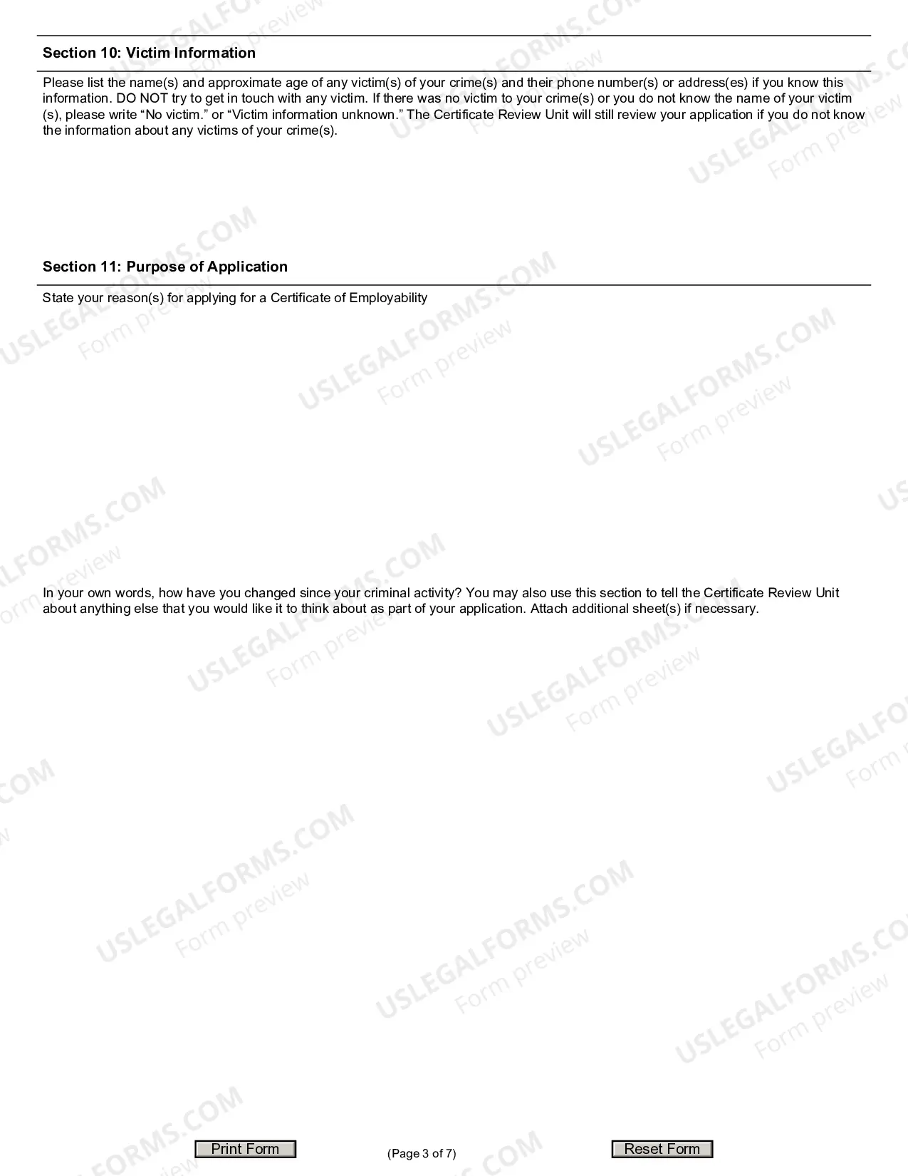 Preview Certificate of Employability Application - CSSD