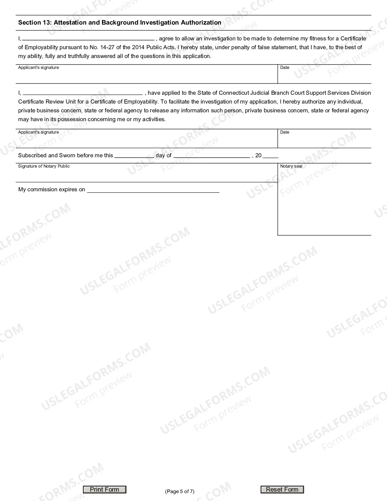 Preview Certificate of Employability Application - CSSD