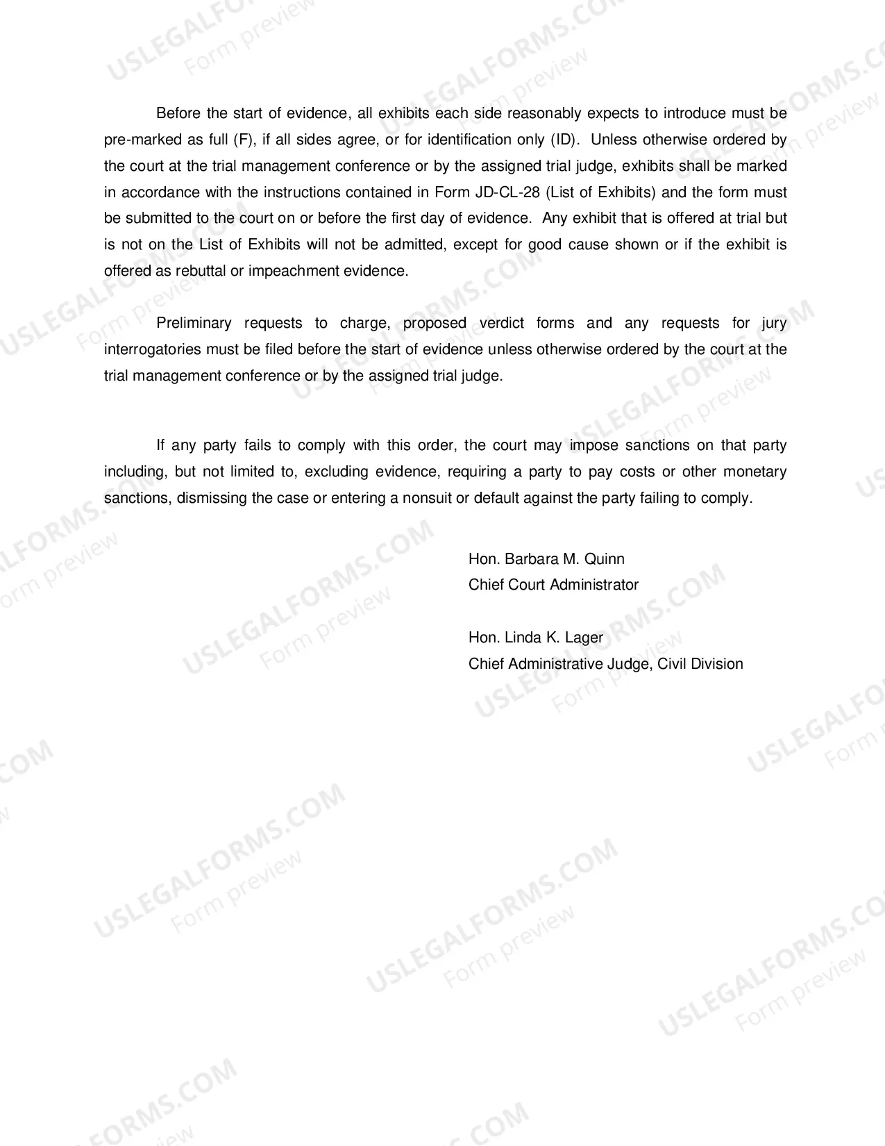 Preview Civil Jury Trial Management Order