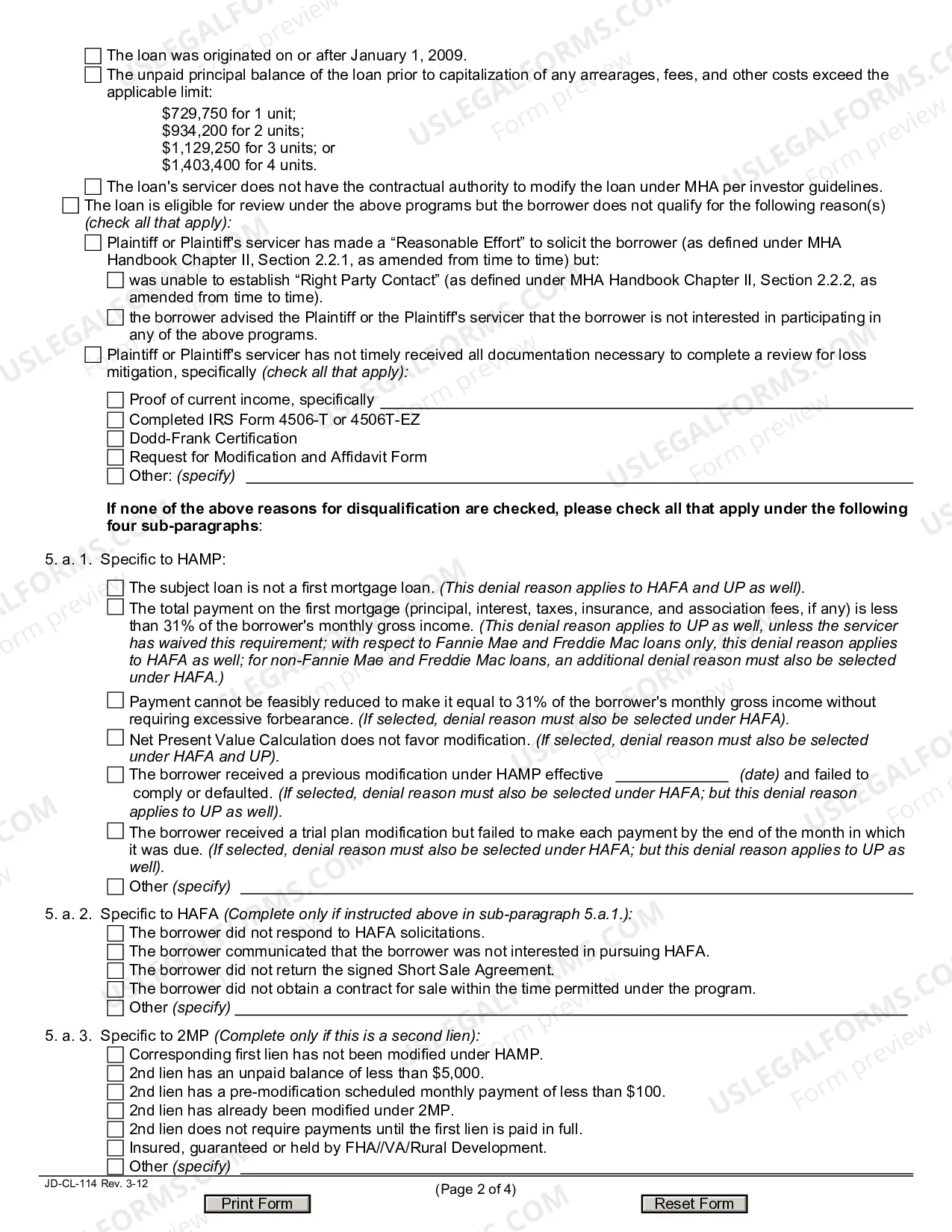 Preview Affidavit - Federal Loss Mitigation Programs (For cases filed before January 3, 2017)