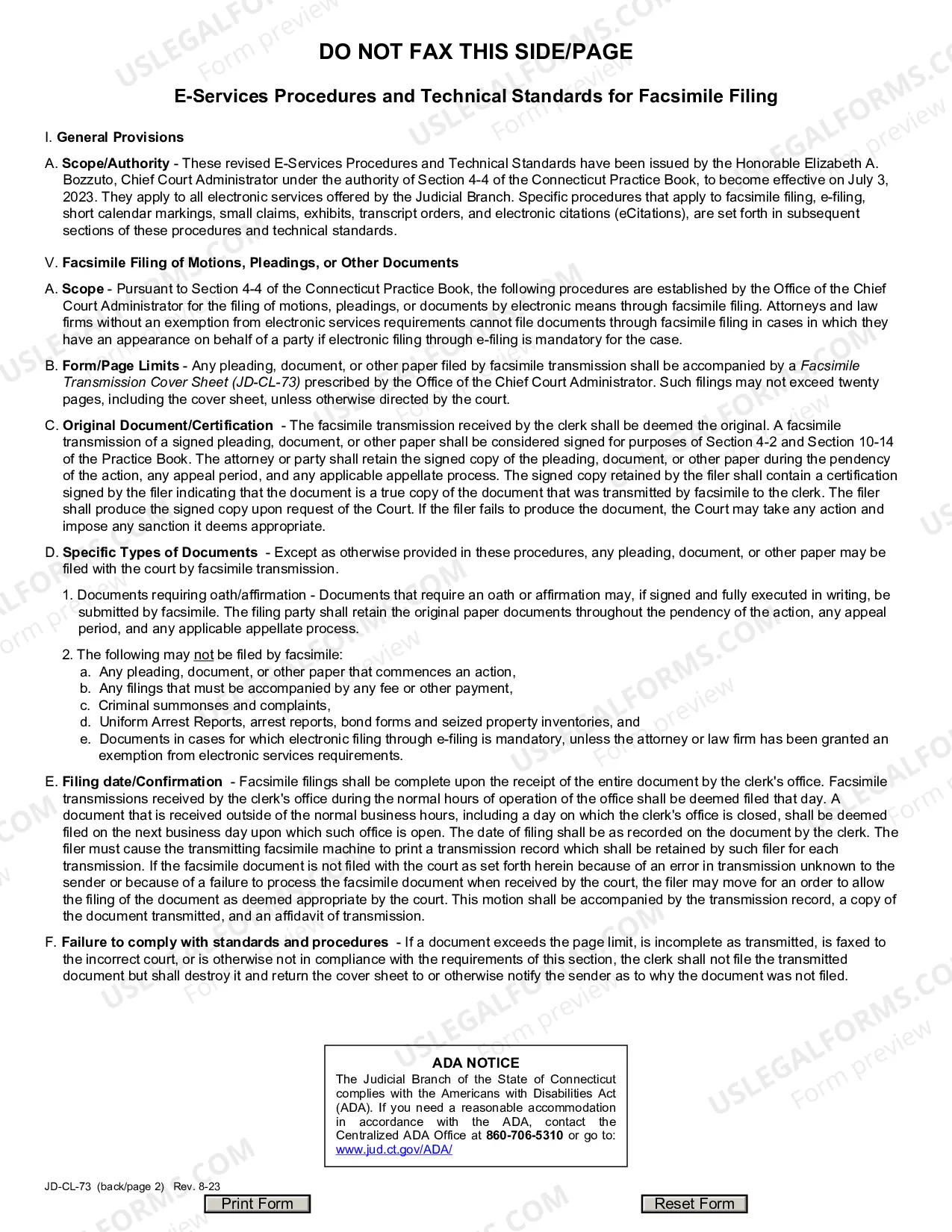 Preview Facsimile Filing Cover Sheet
