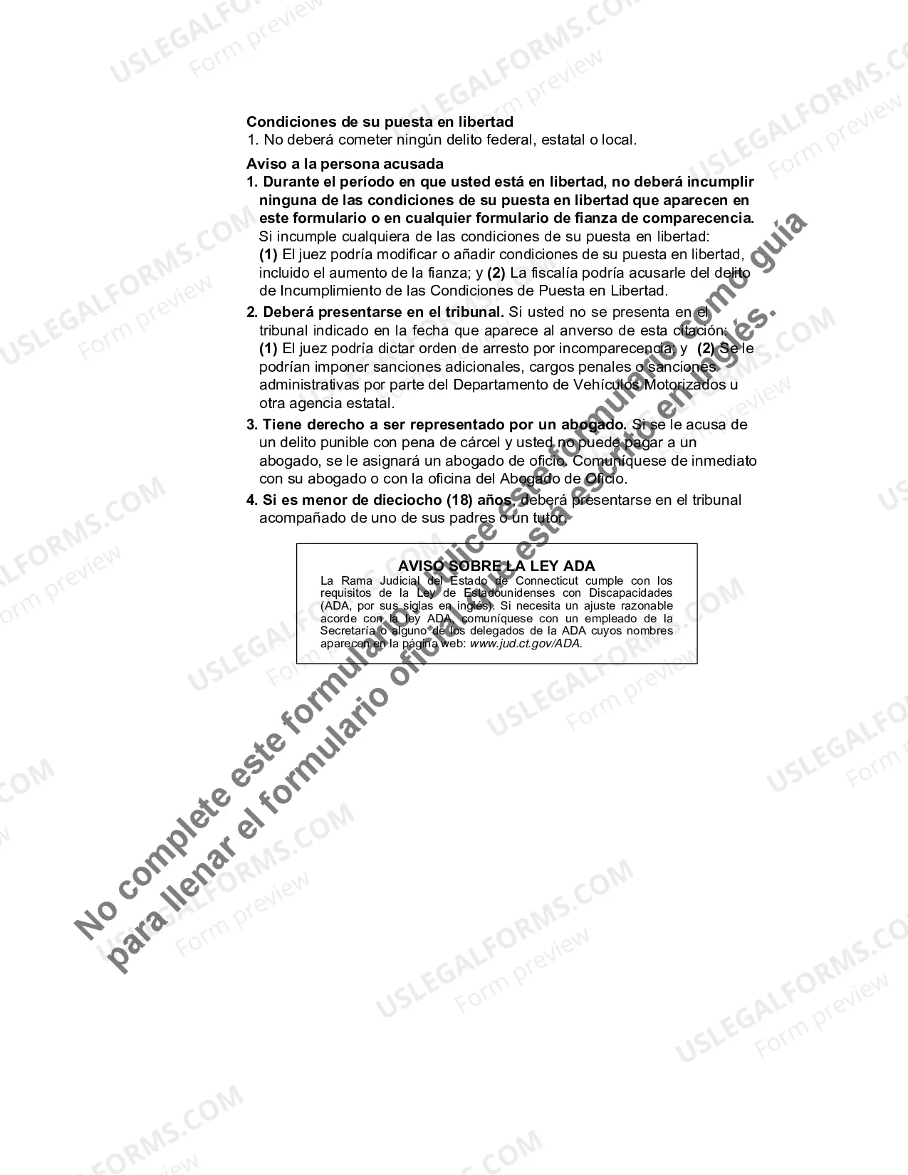 Preview Misdemeanor/M.V. Summons and Complaint (Spanish Translation)