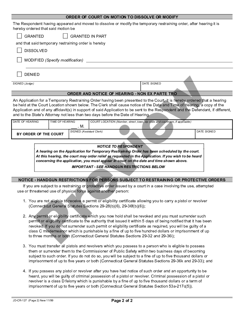 Restraining Order Form