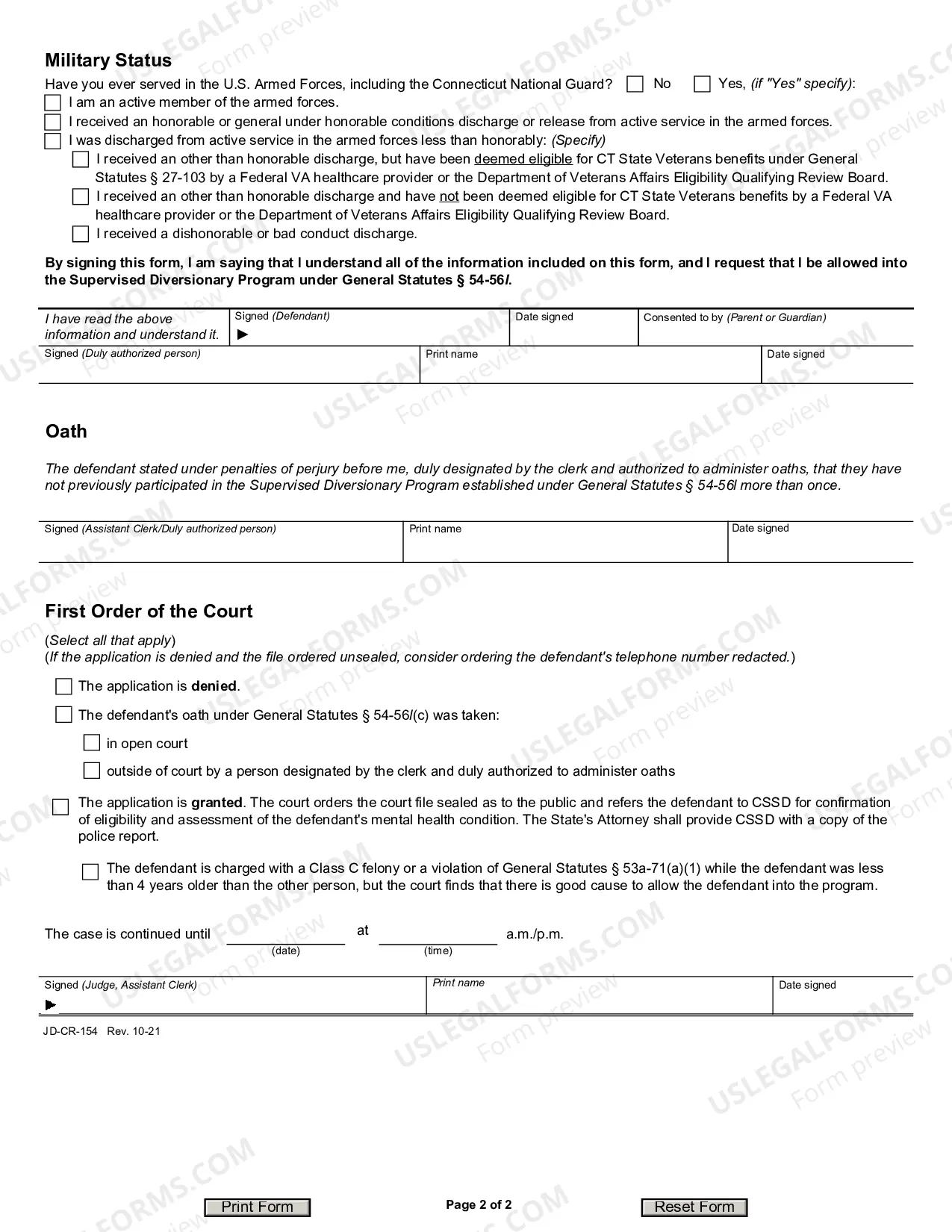 Preview Application for Supervised Diversionary Program
