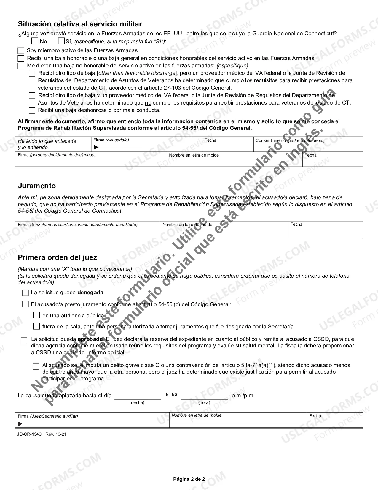 Preview Application For Supervised Diversionary Program - Spanish