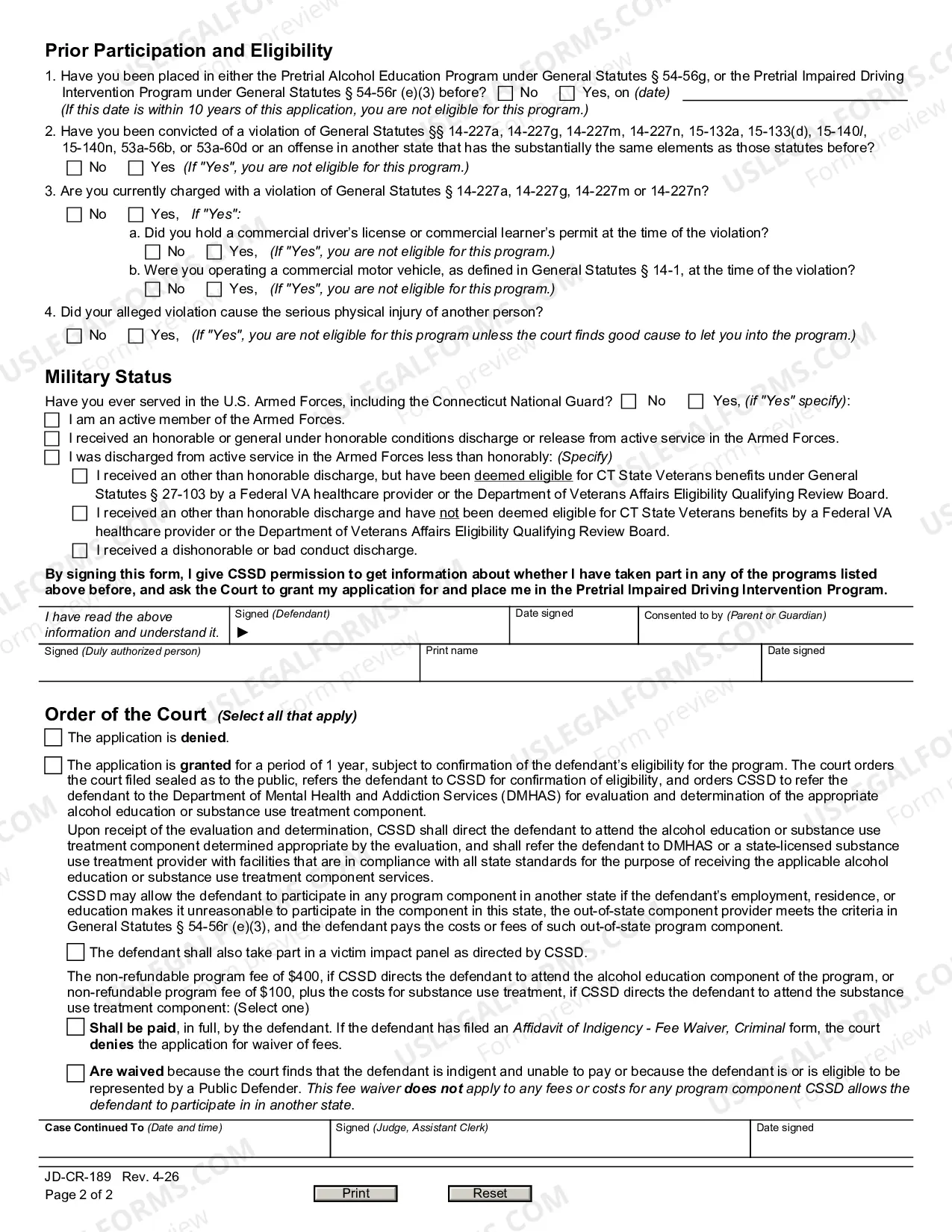 Preview Pretrial Impaired Driving Intervention Program Application