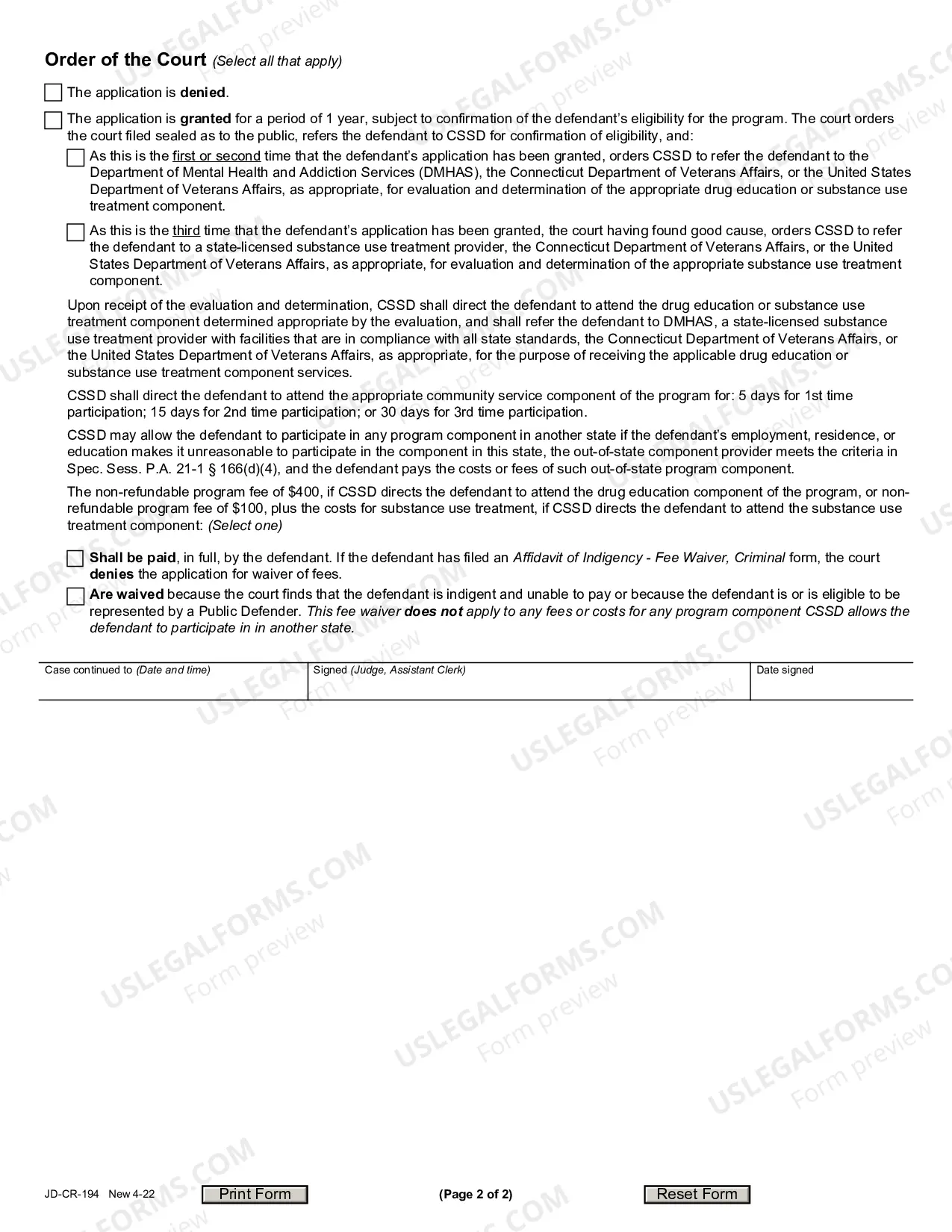 Preview Pretrial Drug Intervention and Community Service Program Application