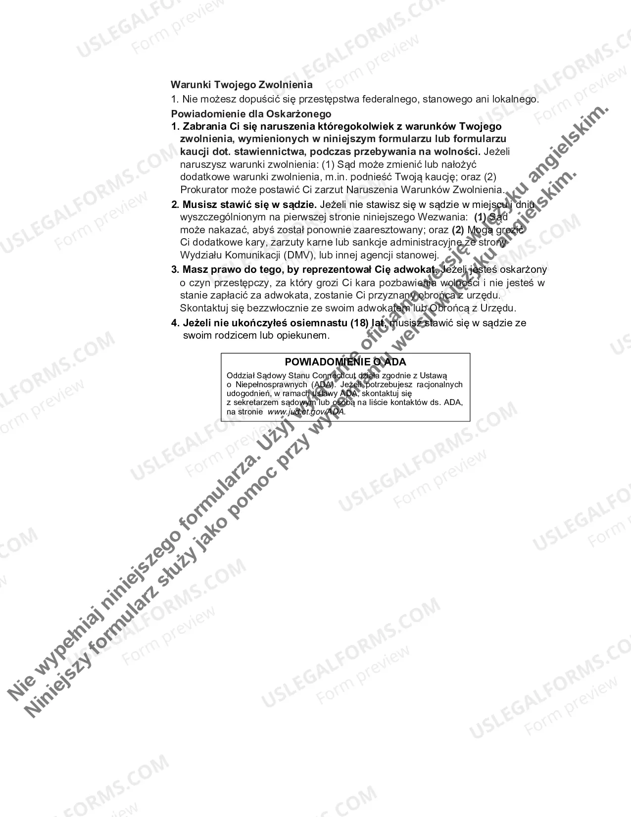 Preview Misdemeanor/M.V. Summons and Complaint (PolishTranslation)