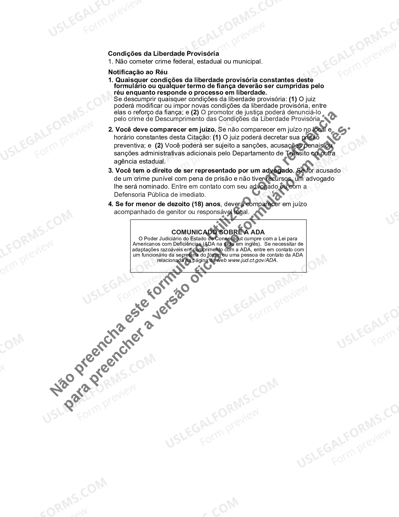 Preview Misdemeanor/M.V. Summons and Complaint (PortugueseTranslation)