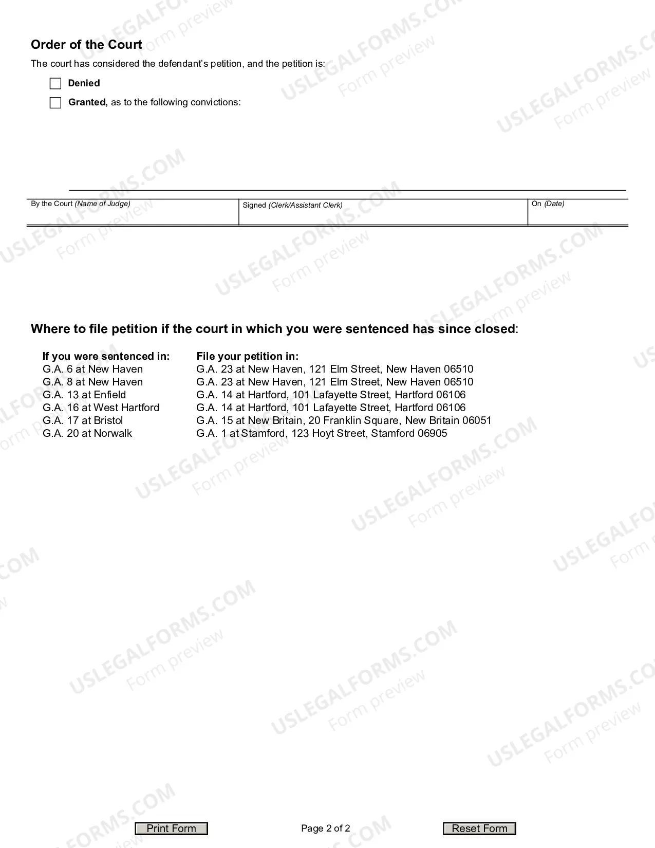Preview Petition for Clean Slate Erasure, Convictions Before January 1, 2000