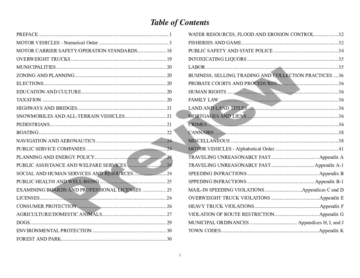 page 1 Violations and Infractions Schedule preview