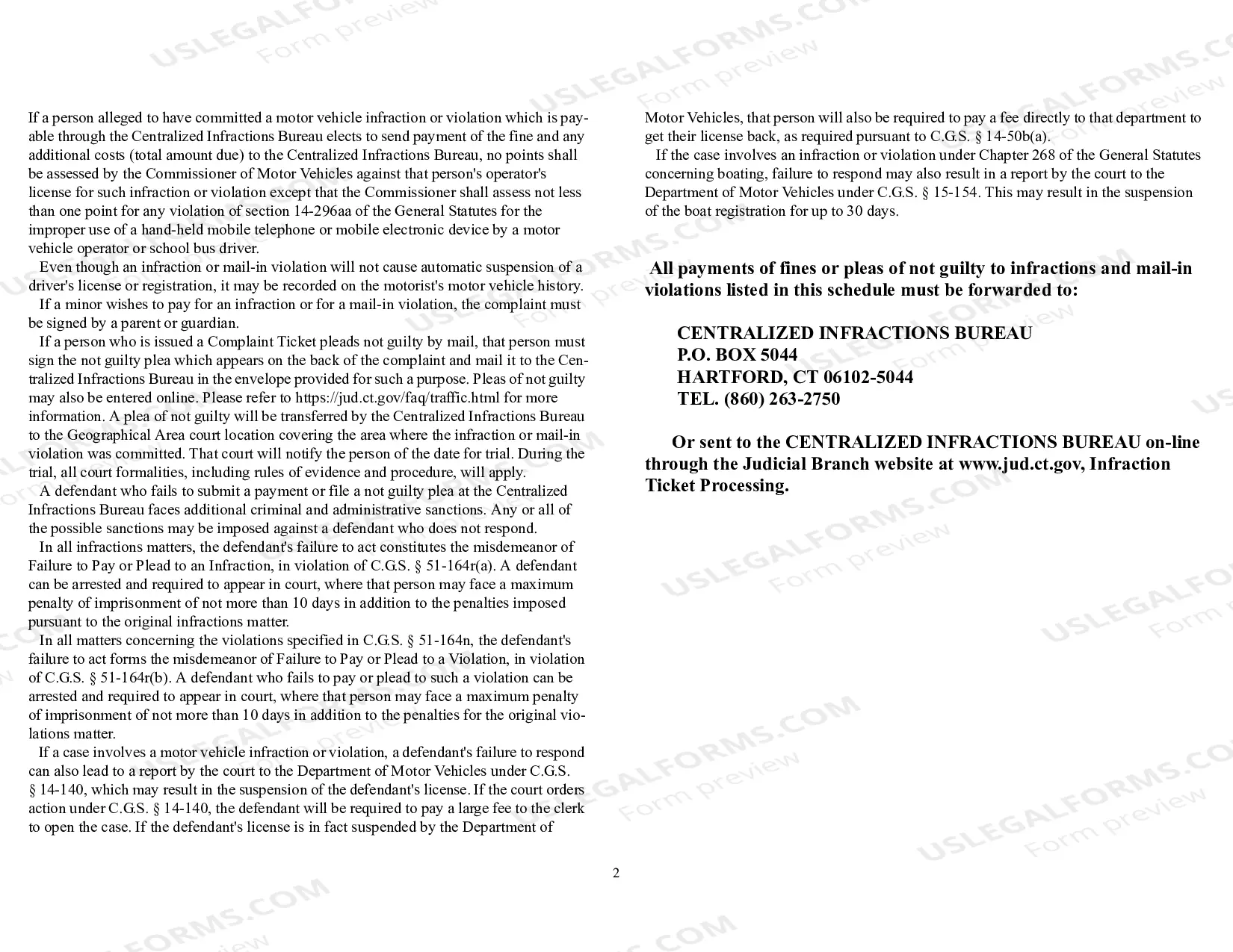 Preview Violations and Infractions Schedule