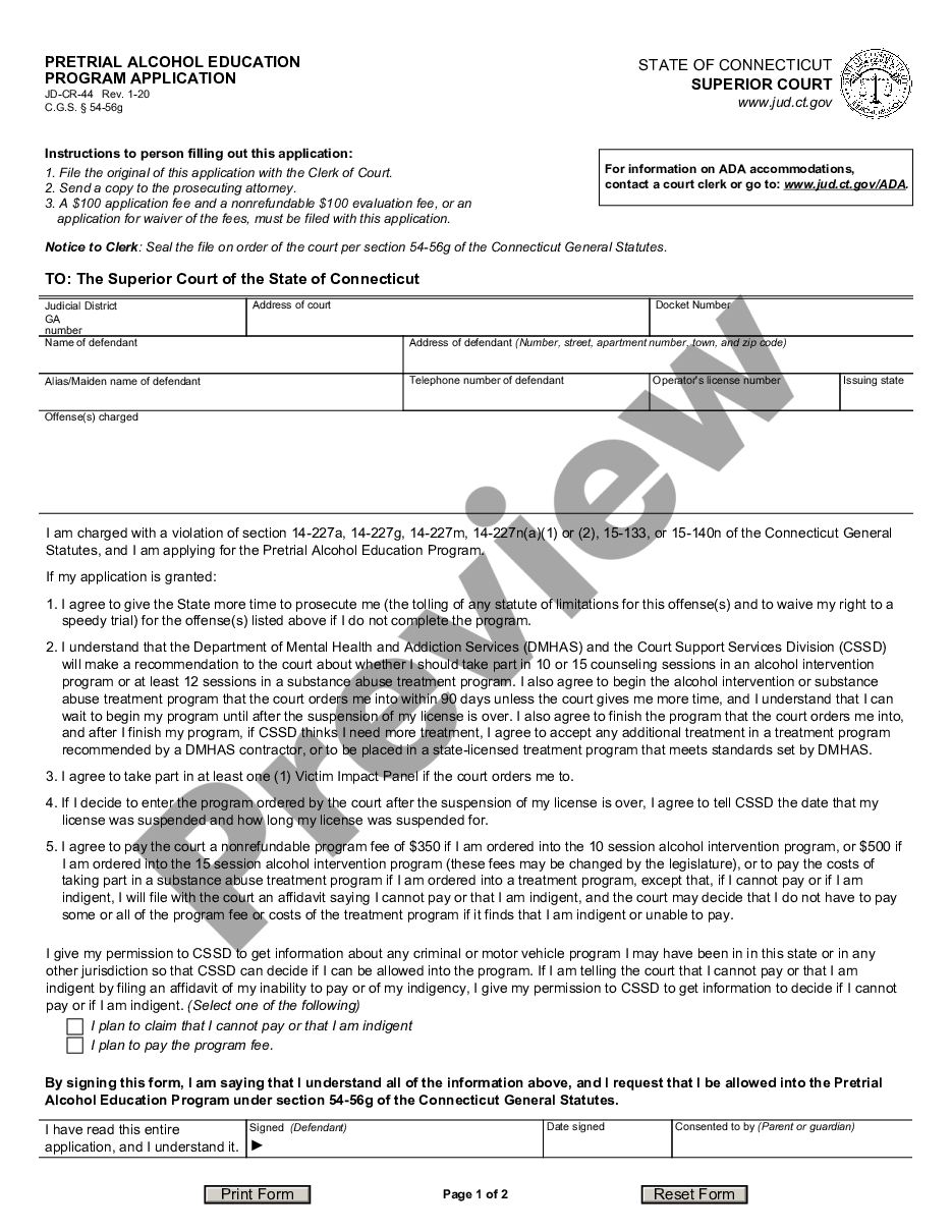 form Pre - Trial Alcohol Education system Application, Order, Disposition preview