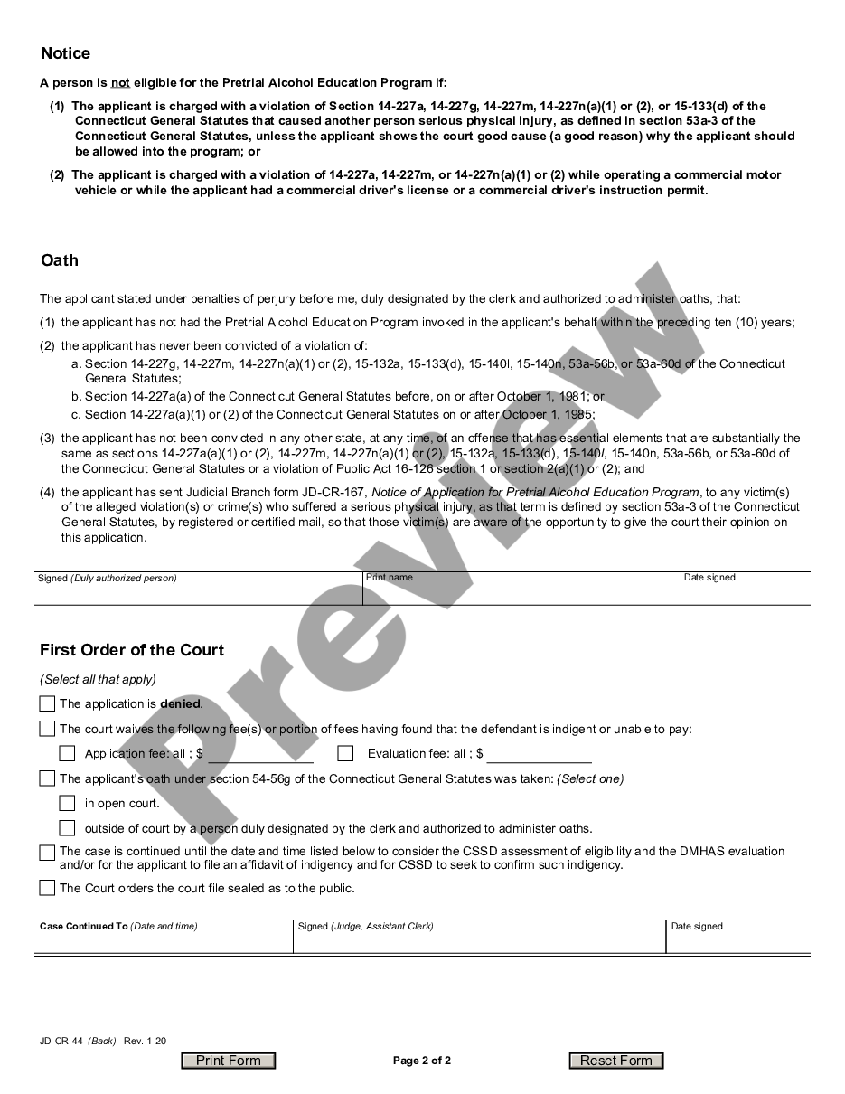 form Pre - Trial Alcohol Education system Application, Order, Disposition preview