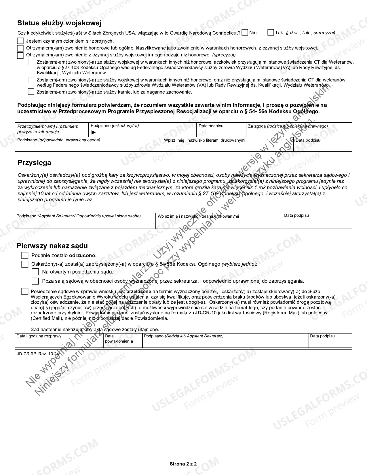 Preview Application For Accelerated Pretrial Rehabilitation - POLISH