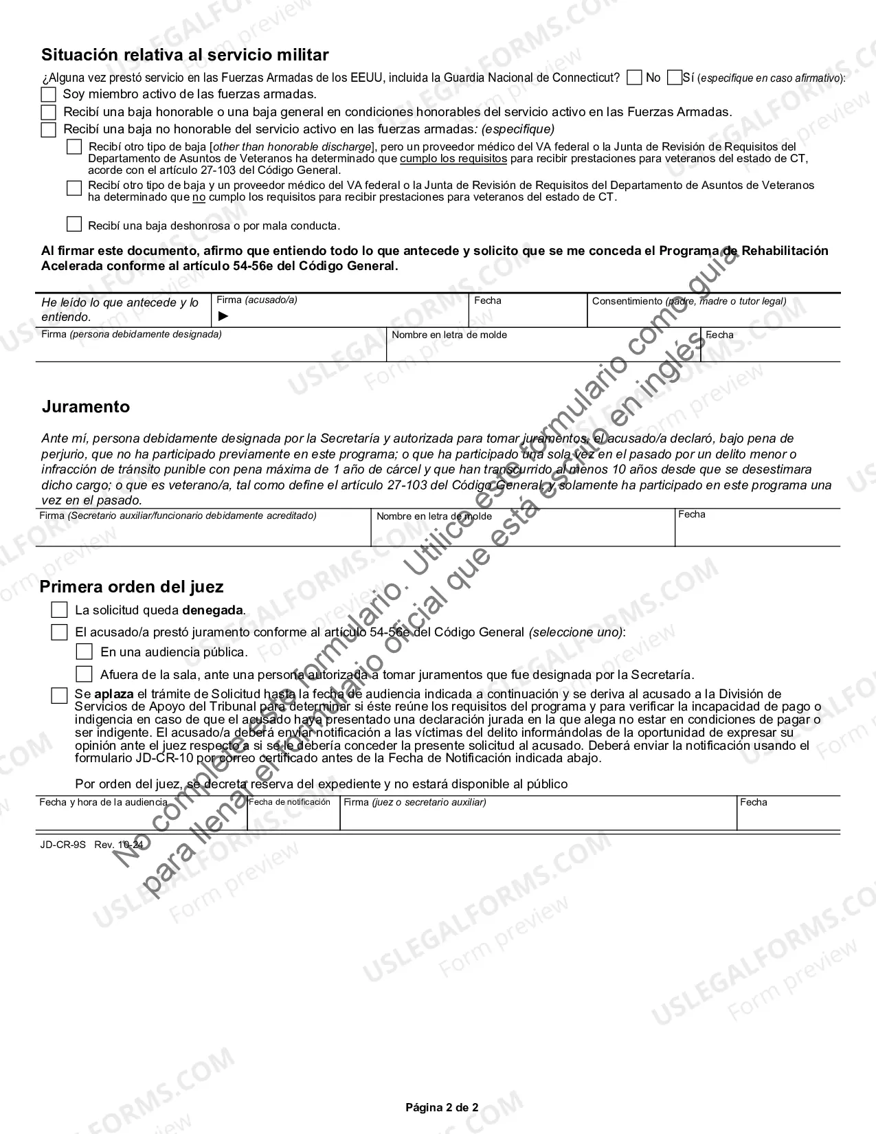 Preview Application For Accelerated Pretrial Rehabilitation - SPANISH