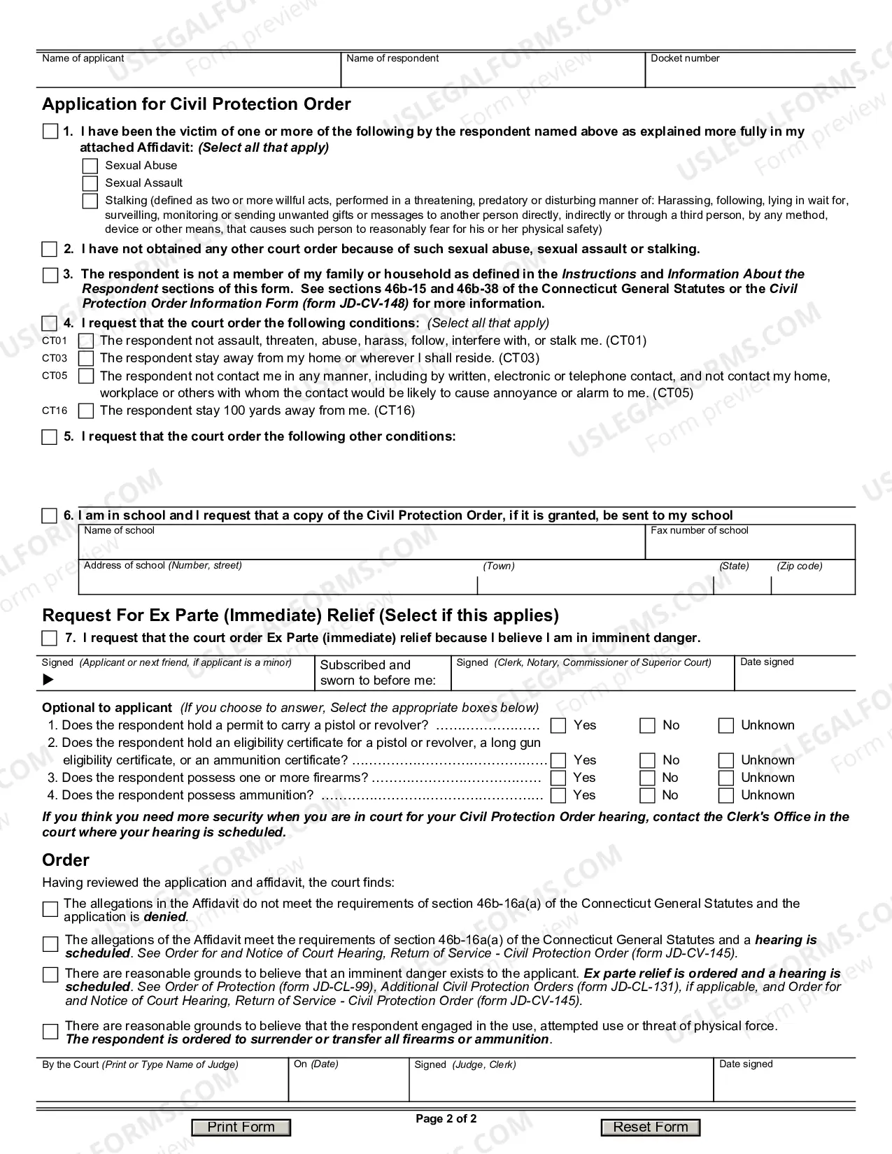 Preview Application for Civil Protection Order