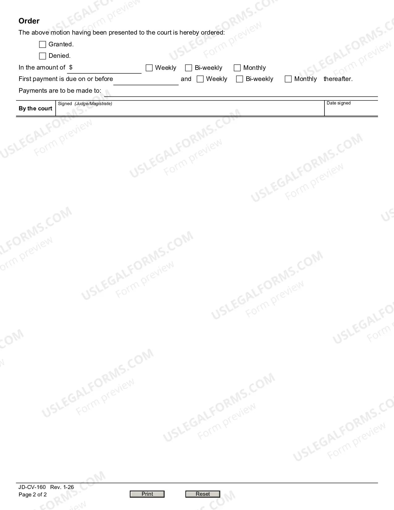 Preview Small Claims Motion to Modify Order of Payments