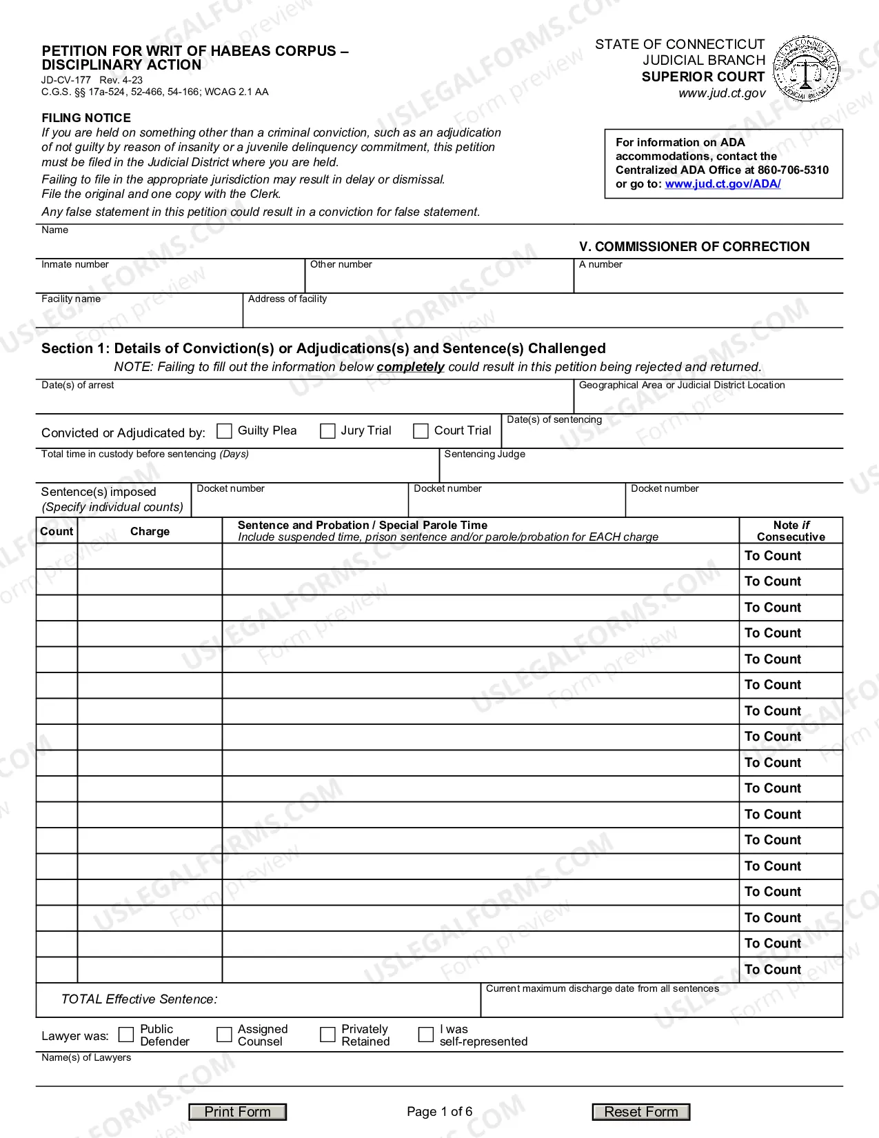 Preview Petition for Writ of Habeas Corpus - Disciplinary Action
